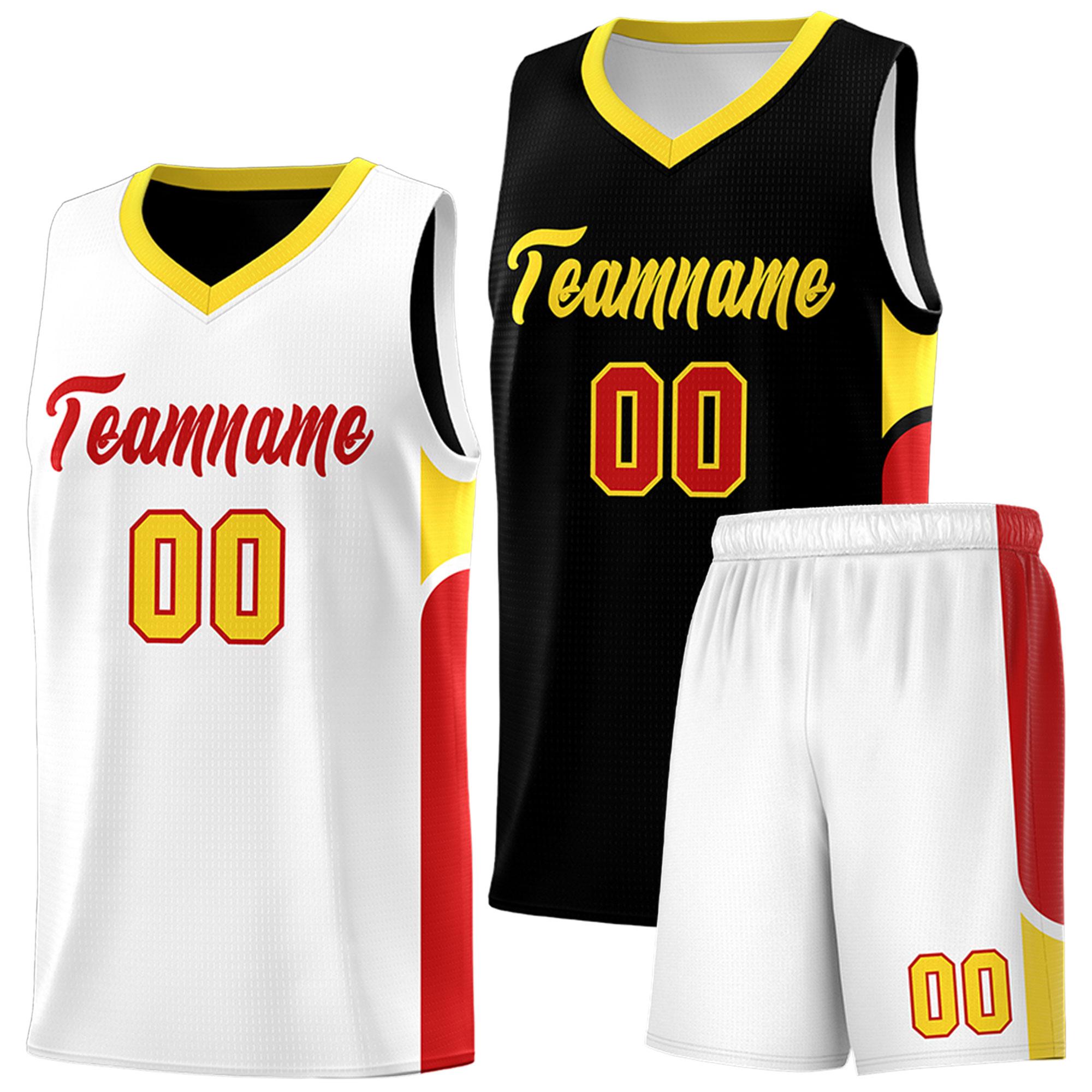 Custom Black White Side U-shaped Patttern Double Side Sports Uniform Basketball Jersey|KXKSHOP