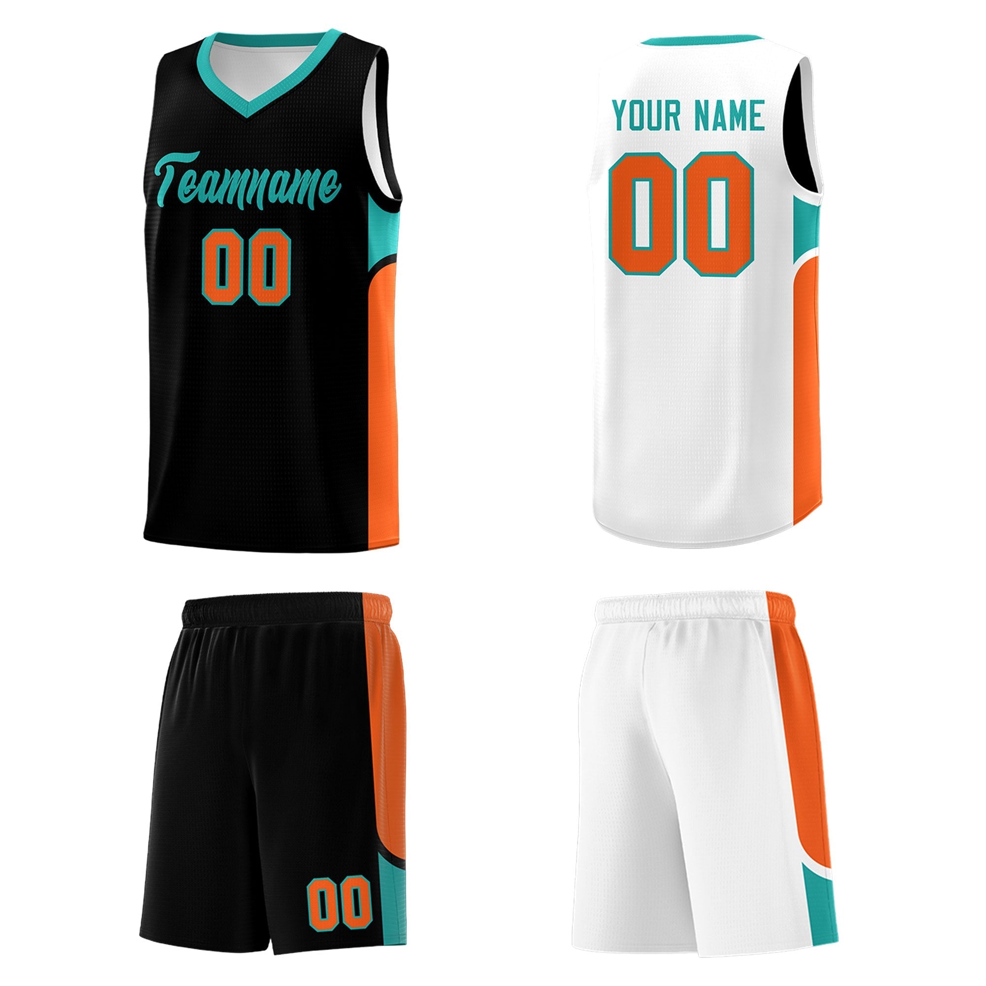 Custom Black White Side U-shaped Patttern Double Side Sports Uniform Basketball Jersey|KXKSHOP