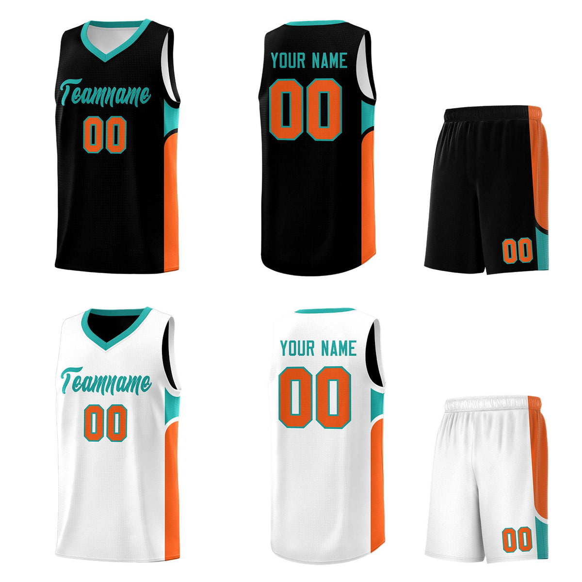 Custom Black White Side U-shaped Patttern Double Side Sports Uniform Basketball Jersey|KXKSHOP