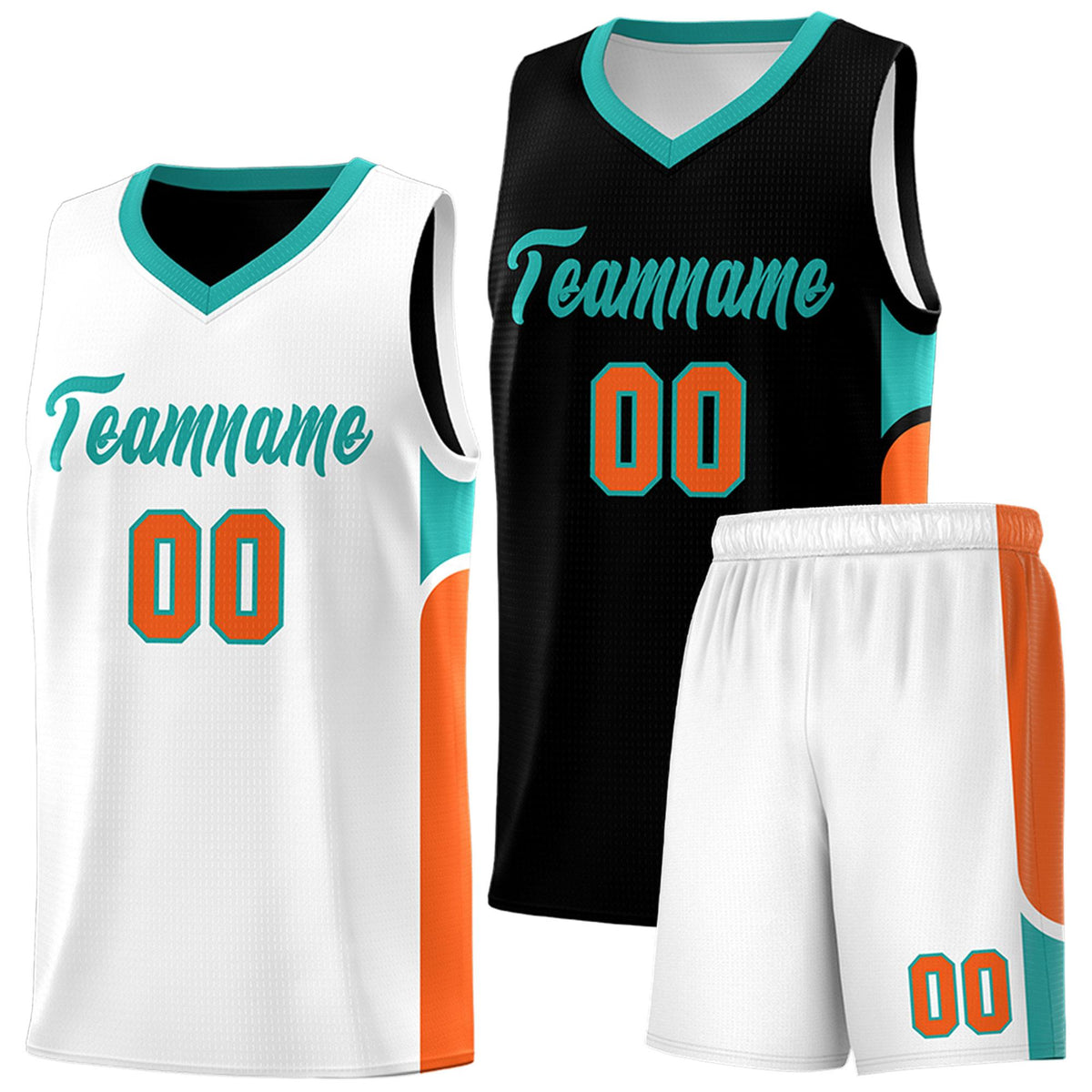 Custom Black White Side U-shaped Patttern Double Side Sports Uniform Basketball Jersey|KXKSHOP