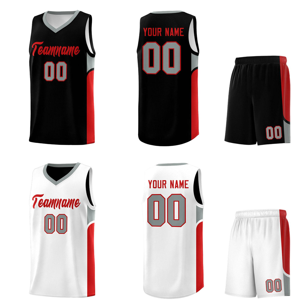 Custom Black White Side U-shaped Patttern Double Side Sports Uniform Basketball Jersey|KXKSHOP