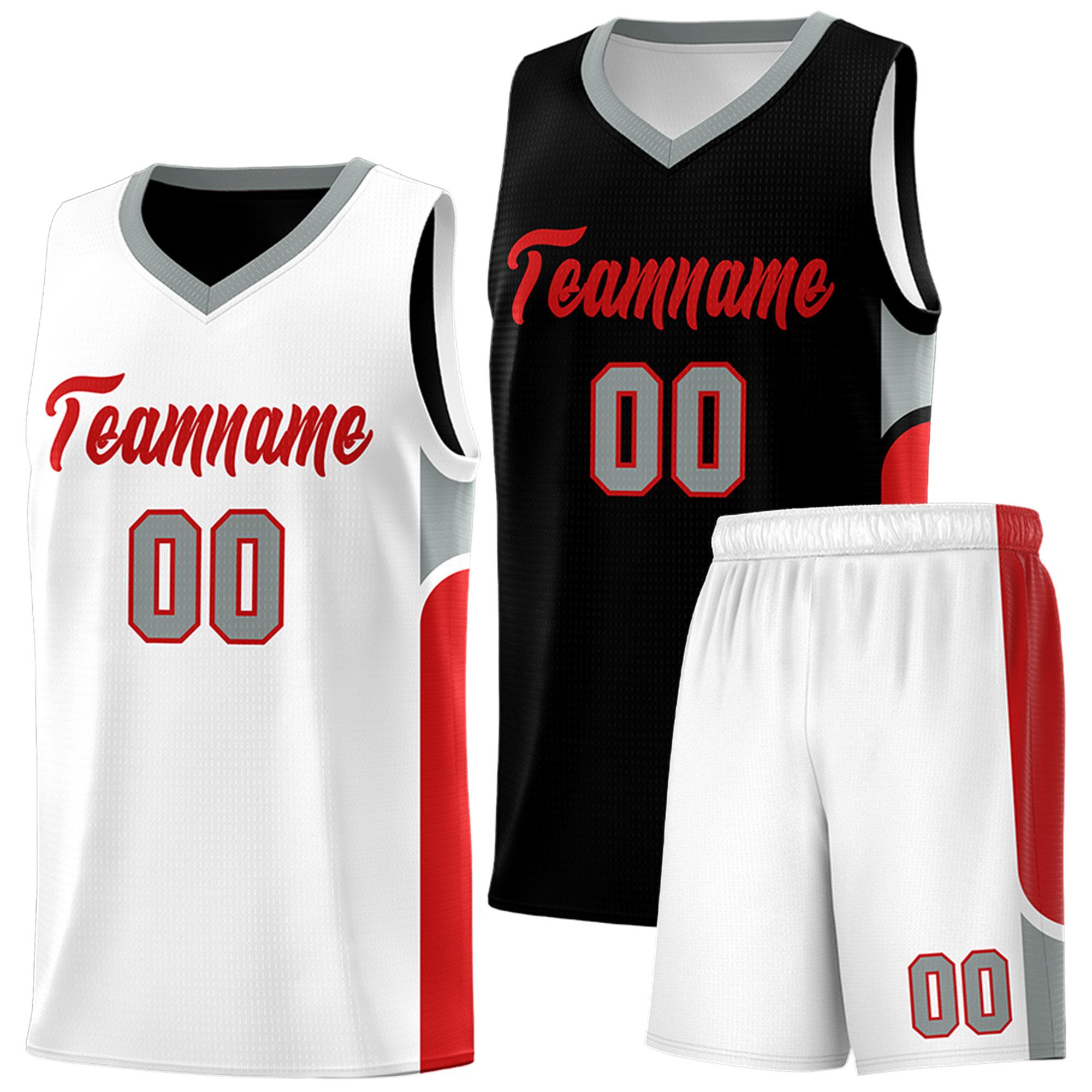 Custom Black White Side U-shaped Patttern Double Side Sports Uniform Basketball Jersey|KXKSHOP