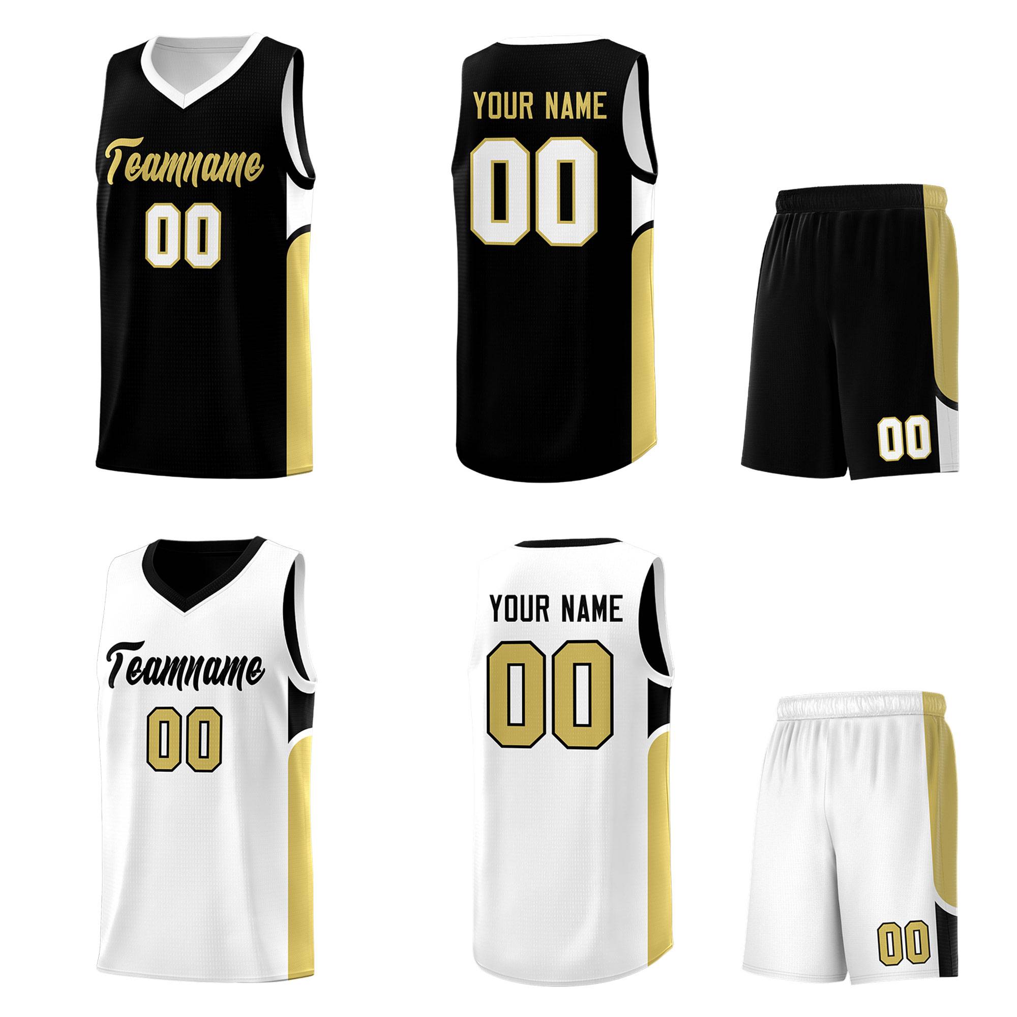 Custom Black White Side U-shaped Patttern Double Side Sports Uniform Basketball Jersey|KXKSHOP