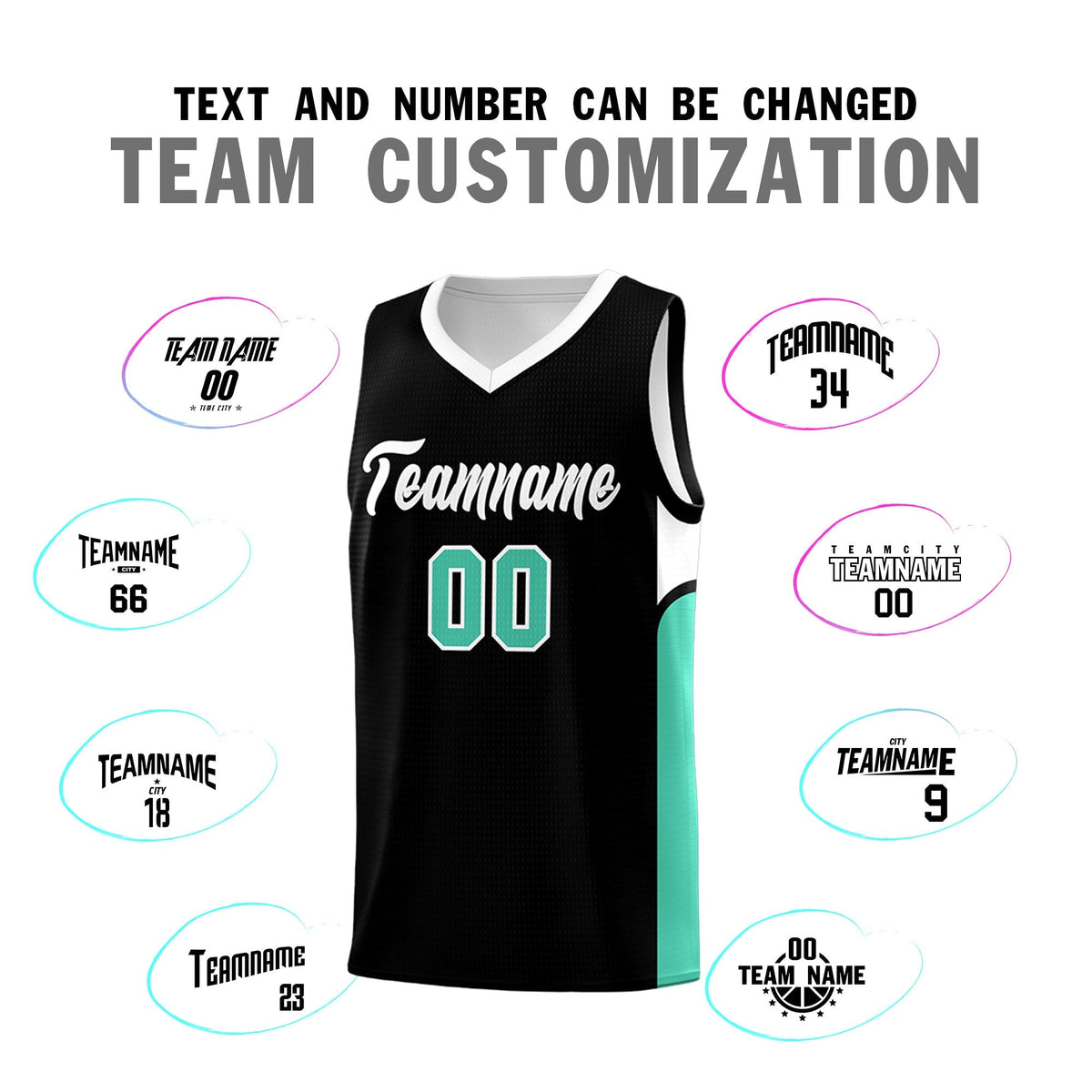 Custom Black White Side U-shaped Patttern Double Side Sports Uniform Basketball Jersey|KXKSHOP