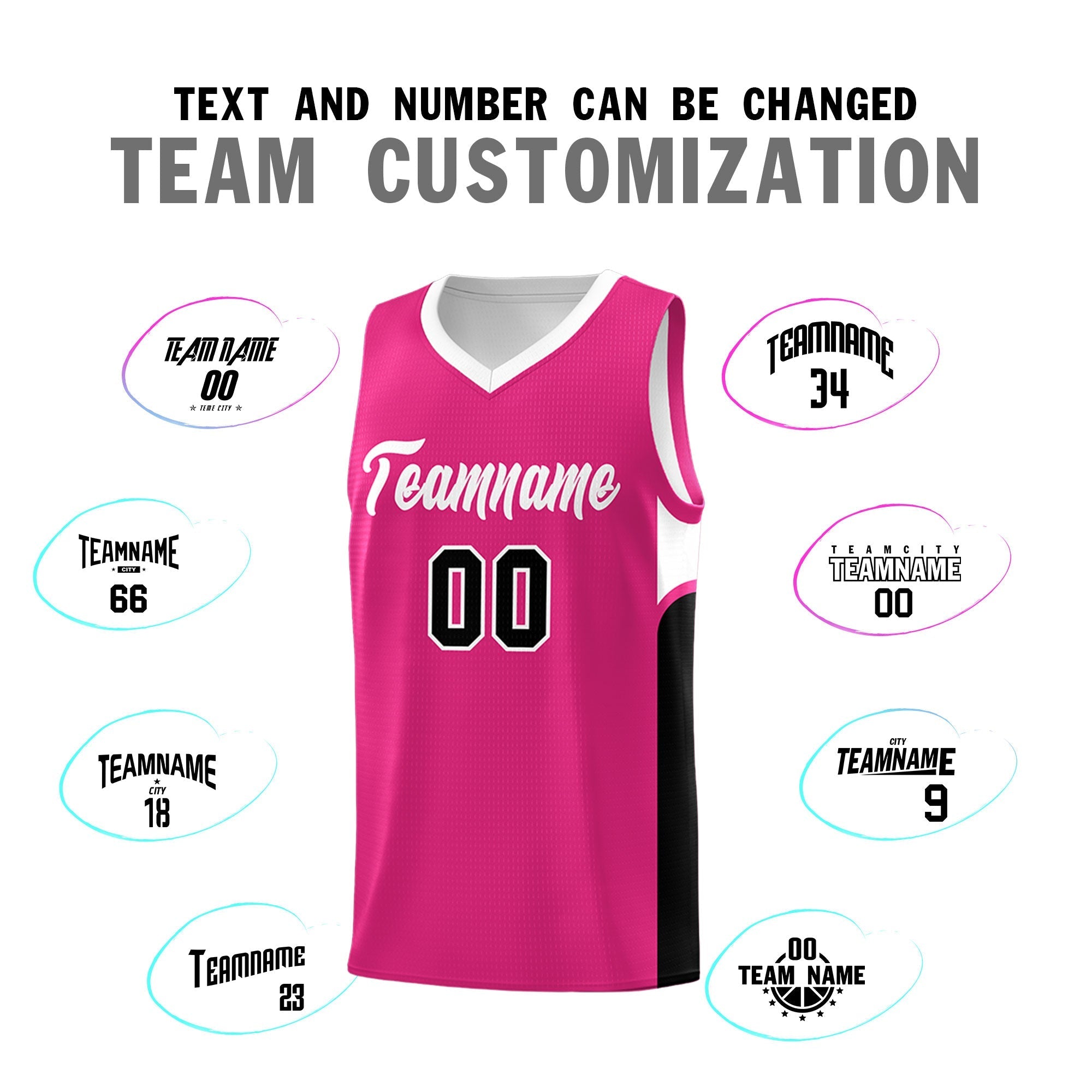 Custom Pink White Side U-shaped Patttern Double Side Sports Uniform Basketball Jersey|KXKSHOP
