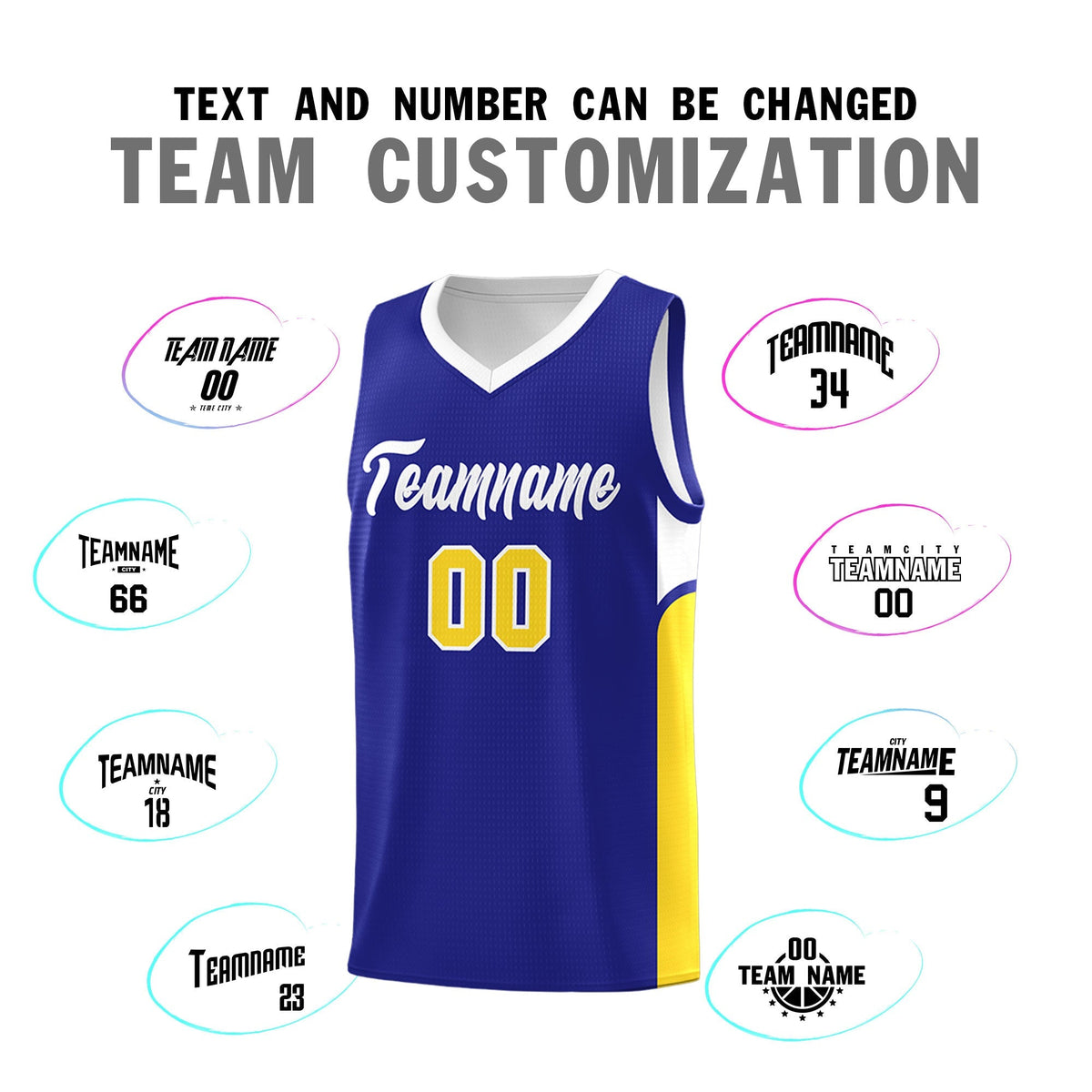 Custom Royal White Side U-shaped Patttern Double Side Sports Uniform Basketball Jersey|KXKSHOP
