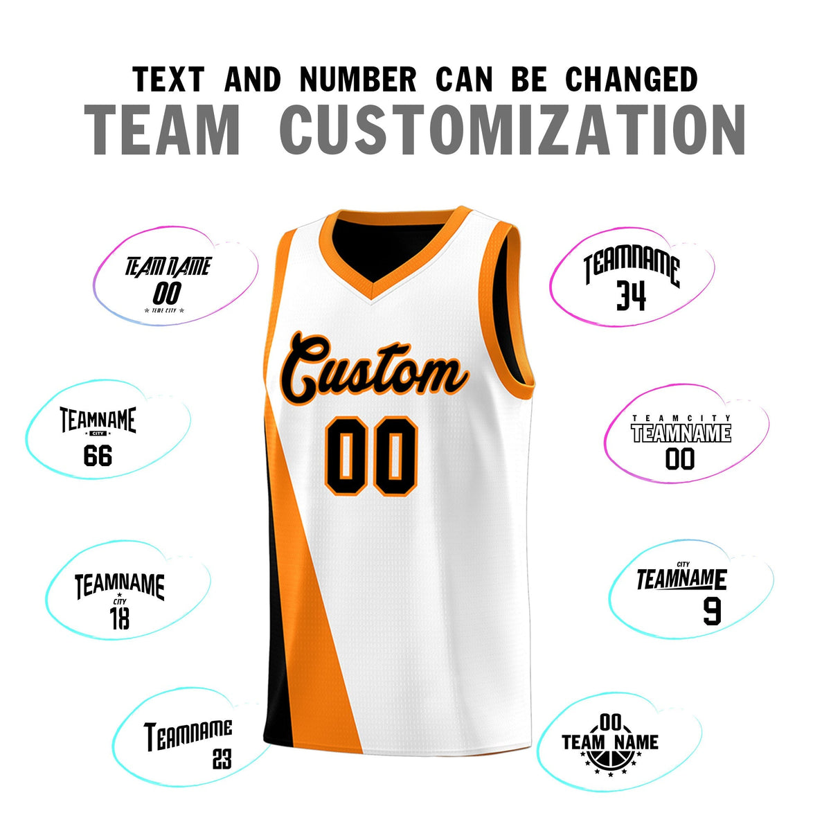 Custom White Black Slanting Two Lines Color Block Sports Uniform Basketball Jersey