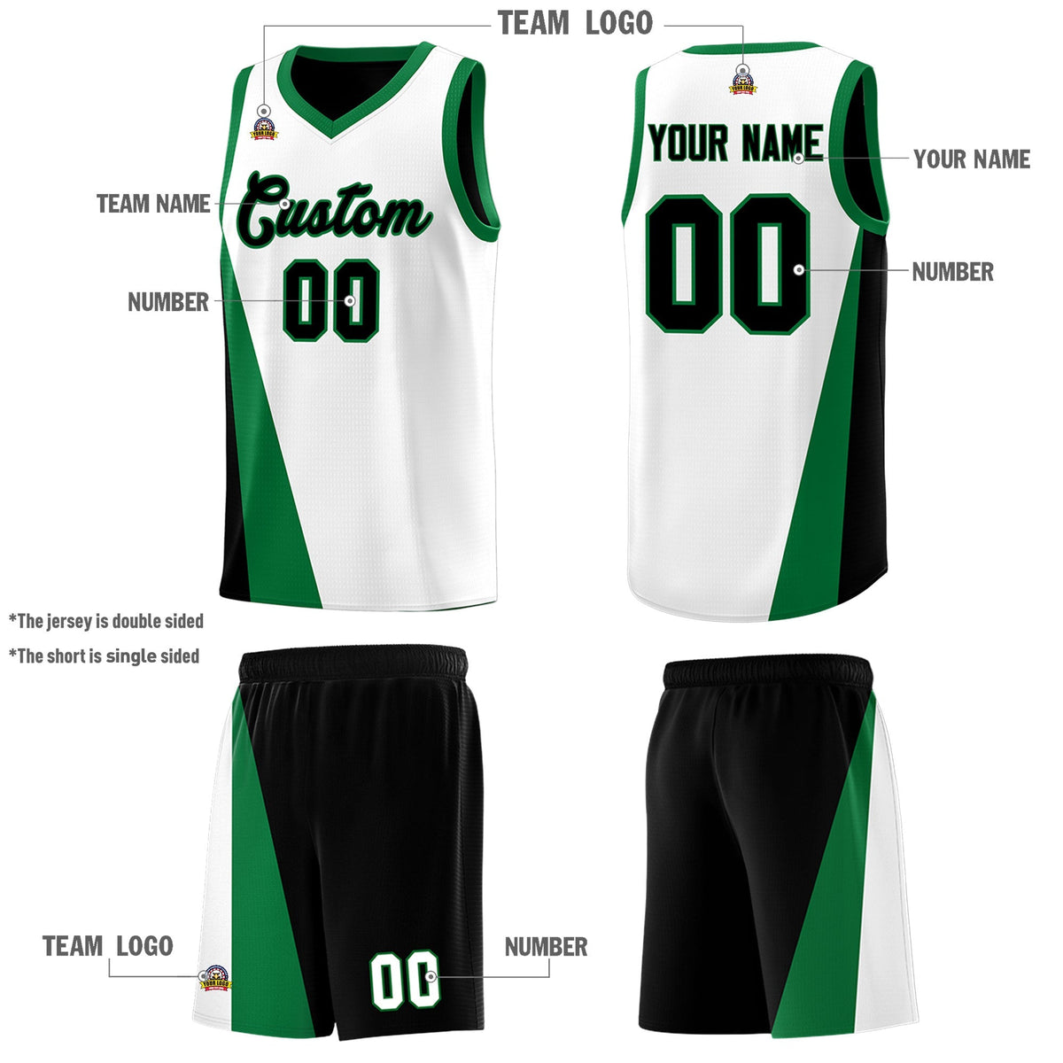 Custom White Black Slanting Two Lines Color Block Sports Uniform Basketball Jersey