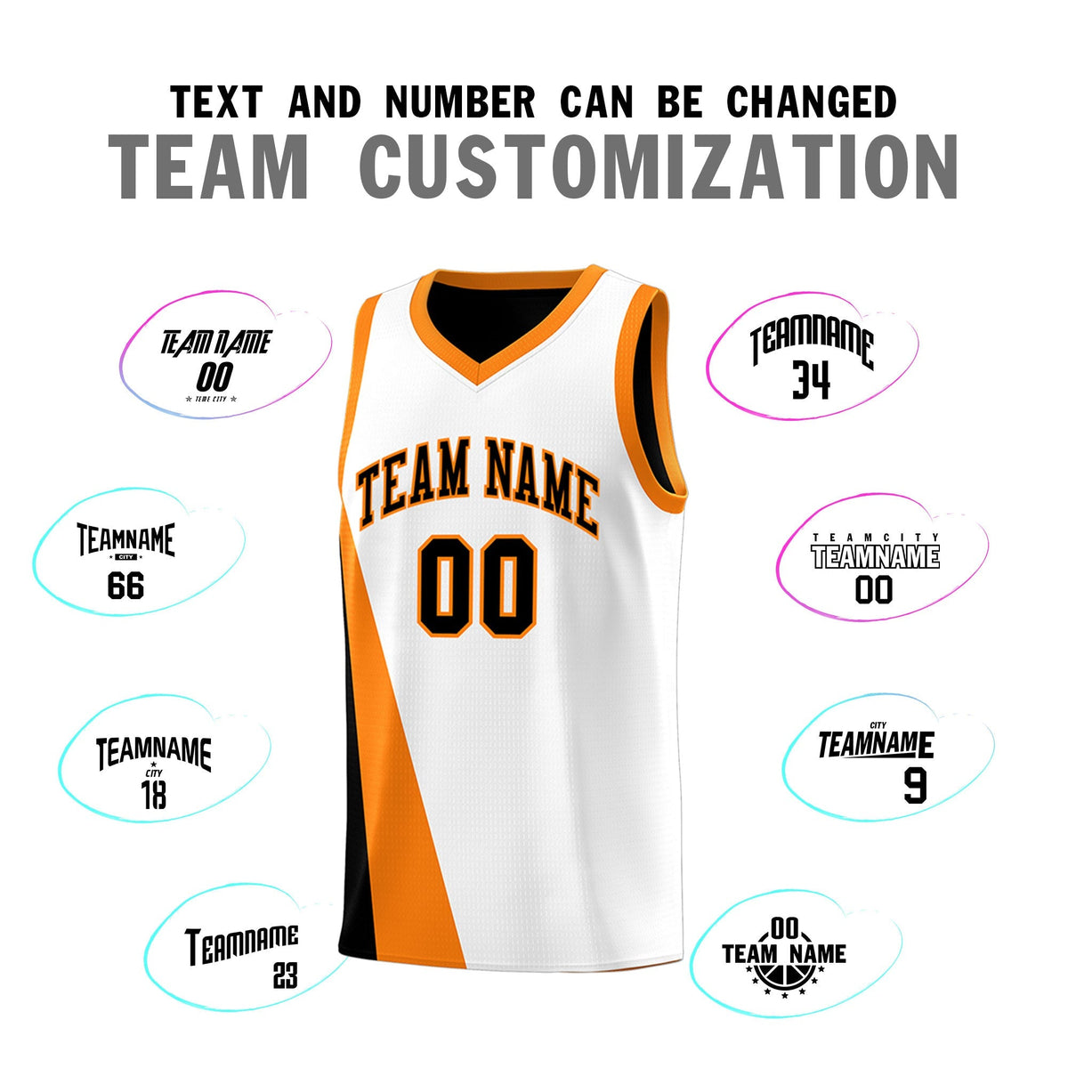Custom White Black Slanting Two Lines Color Block Sports Uniform Basketball Jersey
