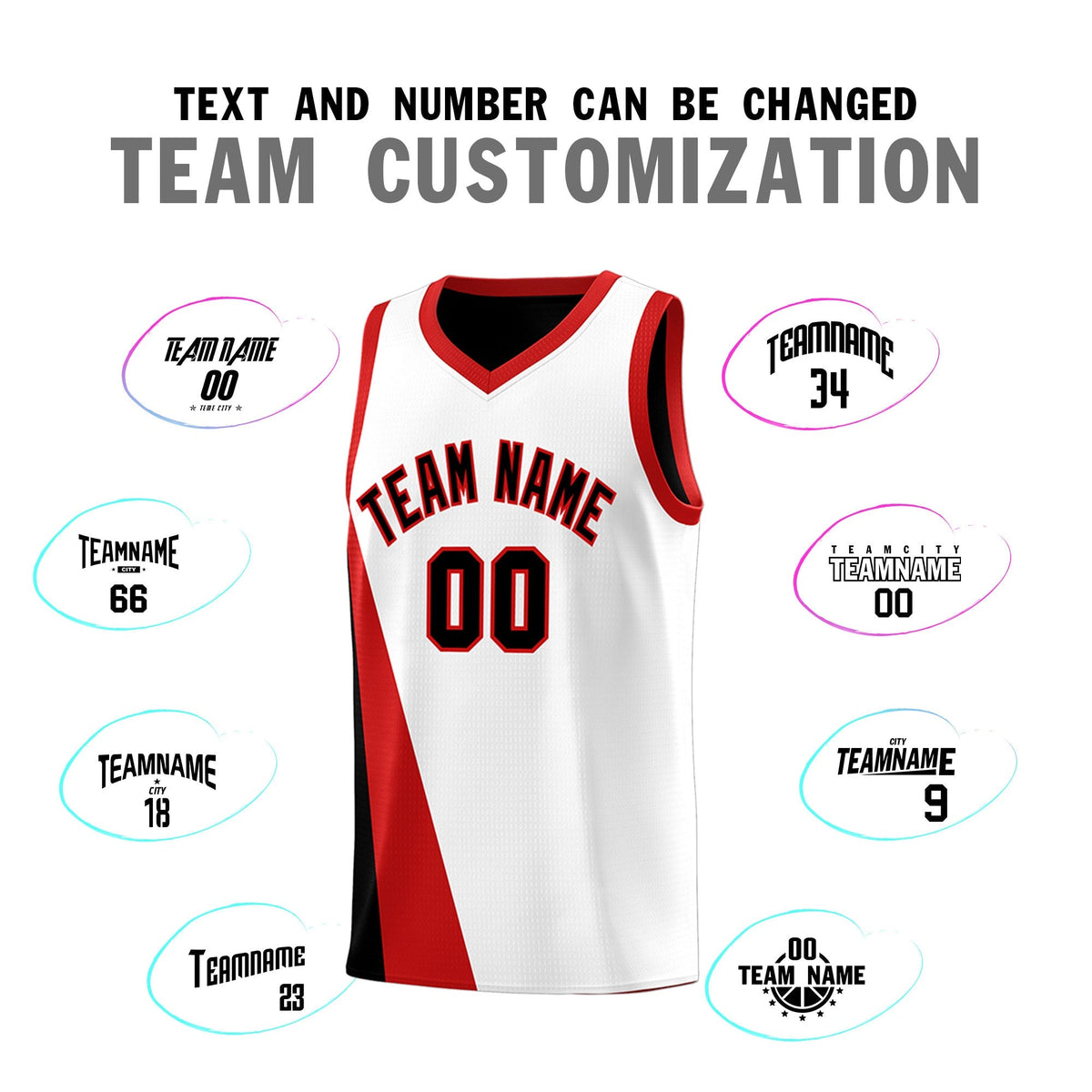 Custom White Black Slanting Two Lines Color Block Sports Uniform Basketball Jersey
