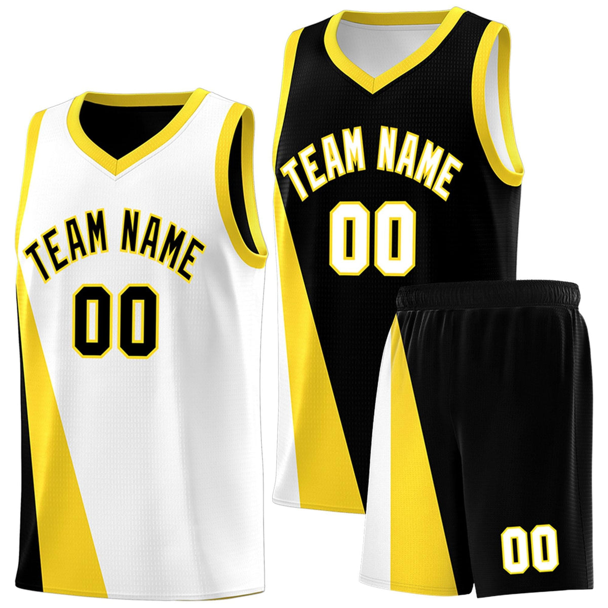 Custom White Black Slanting Two Lines Color Block Sports Uniform Basketball Jersey