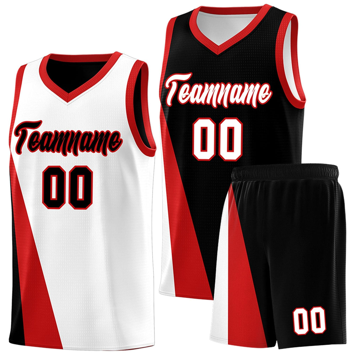 Custom White Black Slanting Two Lines Color Block Sports Uniform Basketball Jersey