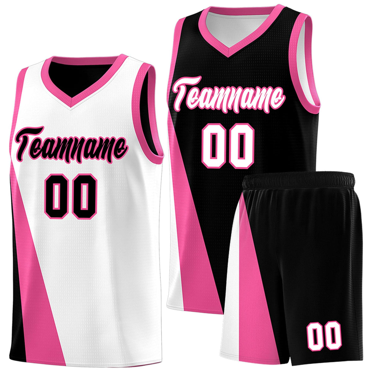 Custom White Black Slanting Two Lines Color Block Sports Uniform Basketball Jersey