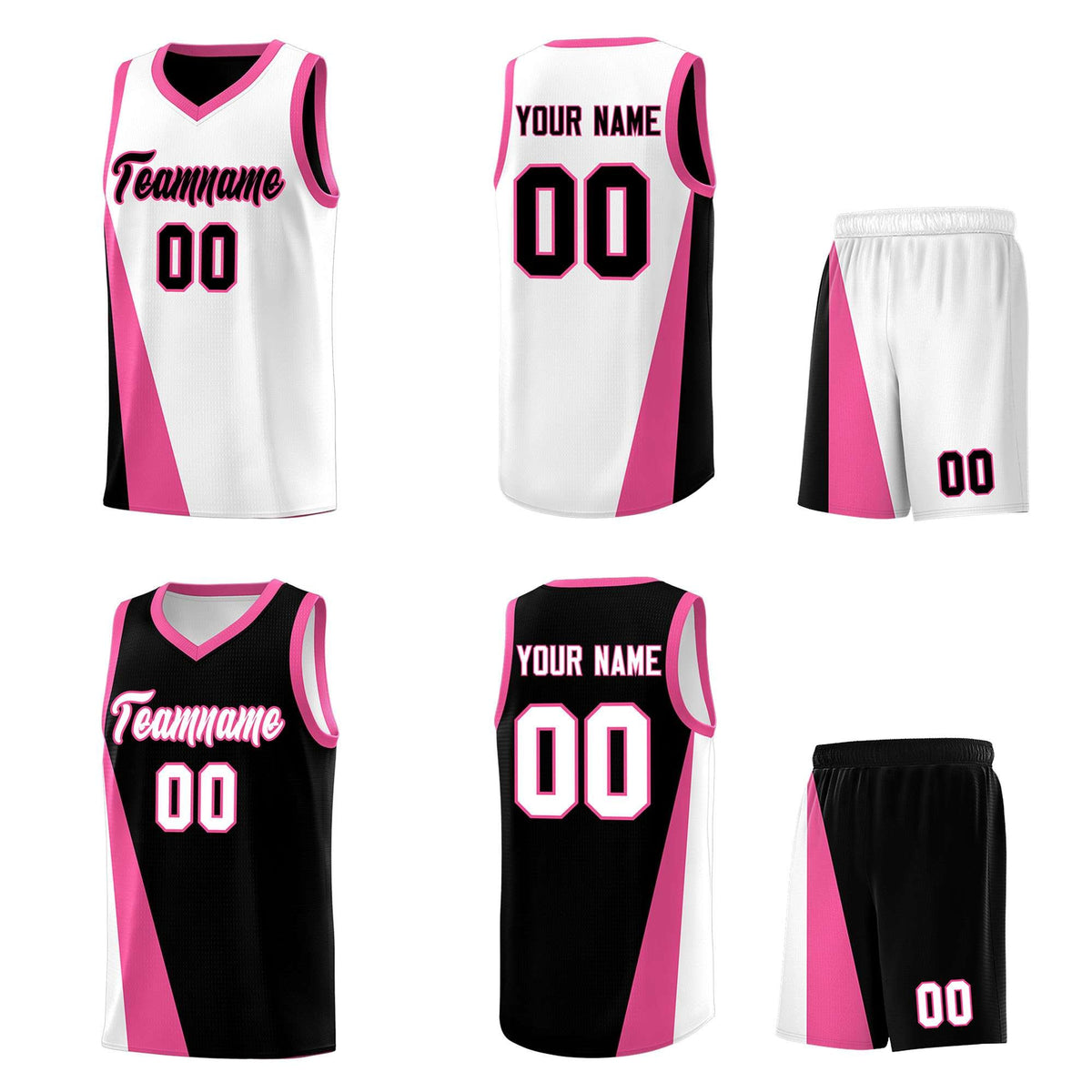 Custom White Black Slanting Two Lines Color Block Sports Uniform Basketball Jersey