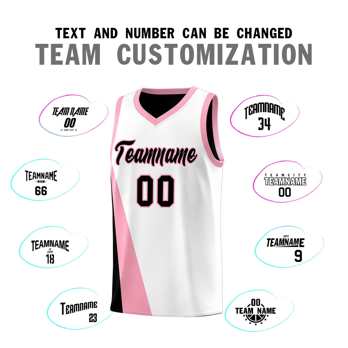 Custom White Black Slanting Two Lines Color Block Sports Uniform Basketball Jersey