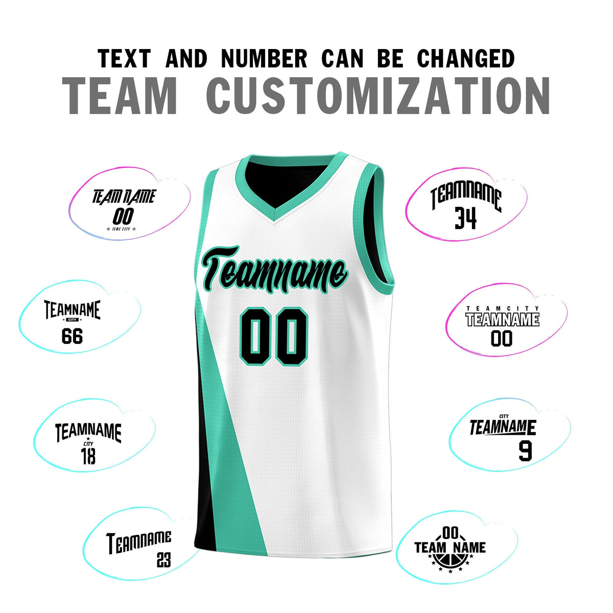 Custom White Black Slanting Two Lines Color Block Sports Uniform Basketball Jersey
