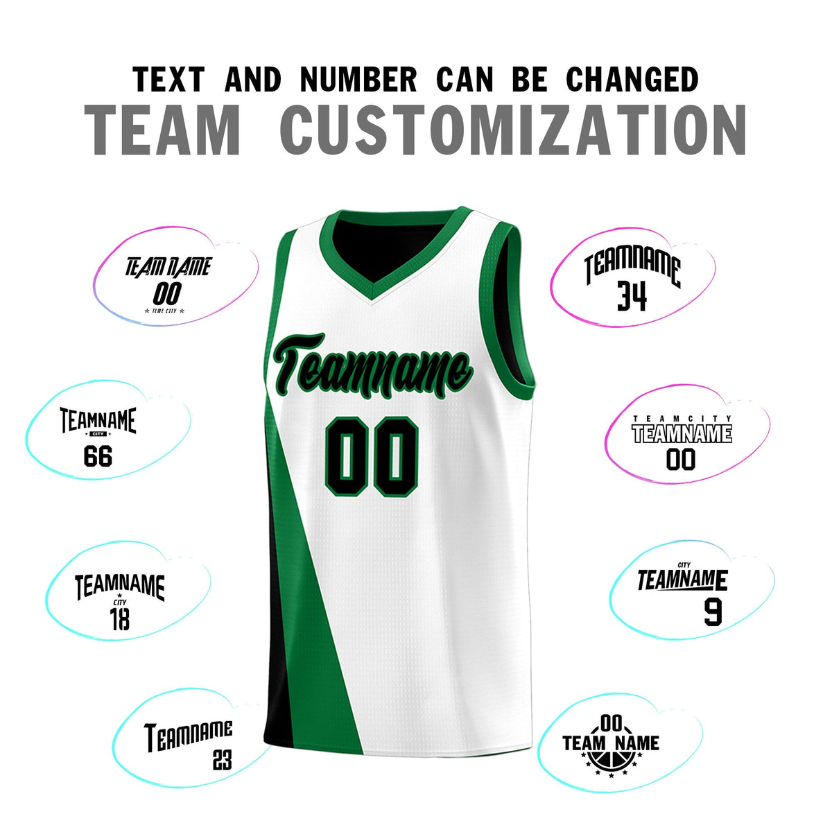 Custom White Black Slanting Two Lines Color Block Sports Uniform Basketball Jersey