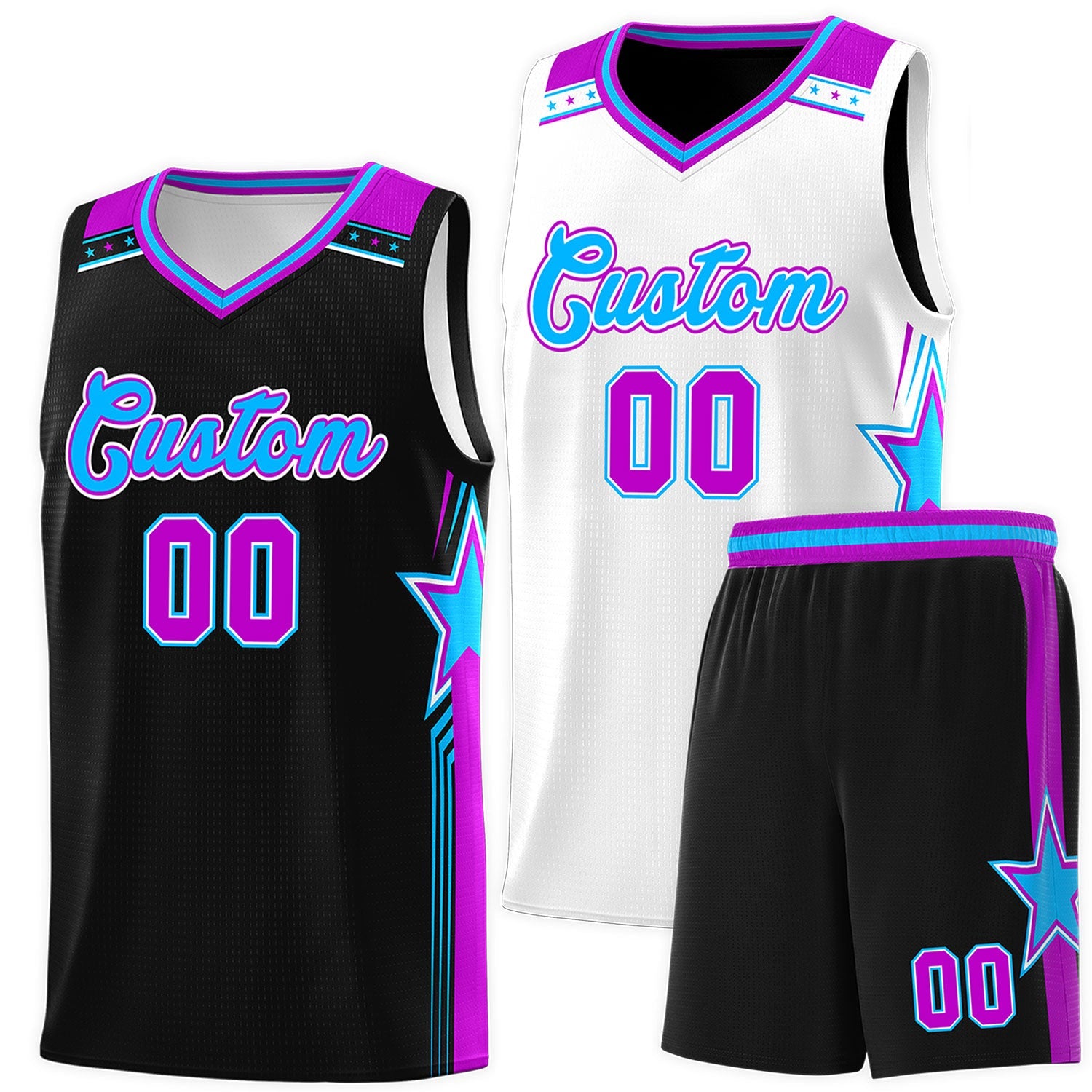 Benutzerdefinierte schwarz weiß doppelseitige Kits Männer Basketball Jersey