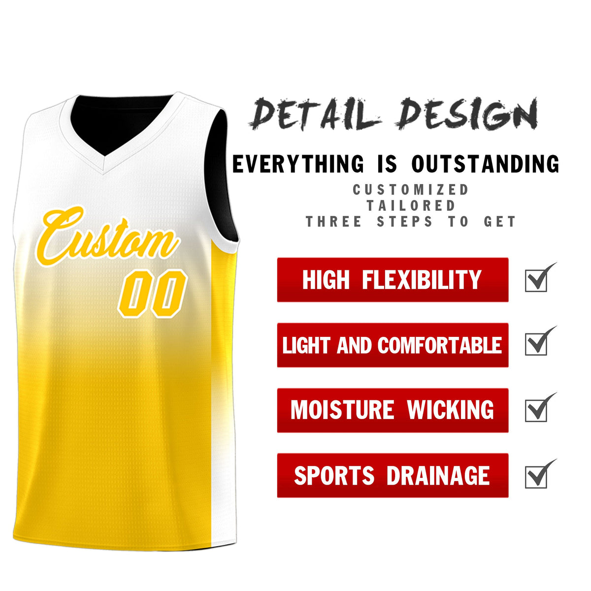 Fans-Made | Custom Black/White Yellow Gradient Fashion Double Side Sports Uniform Basketball Jersey ¨C Available for Reorder|KXKSHOP