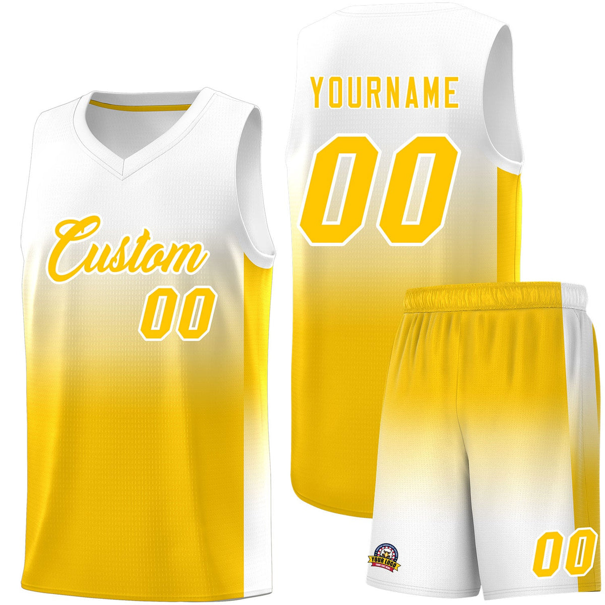 Fans-Made | Custom White Yellow Gradient Fashion Kits Sports Uniform Basketball Jersey ¨C Available for Reorder|KXKSHOP