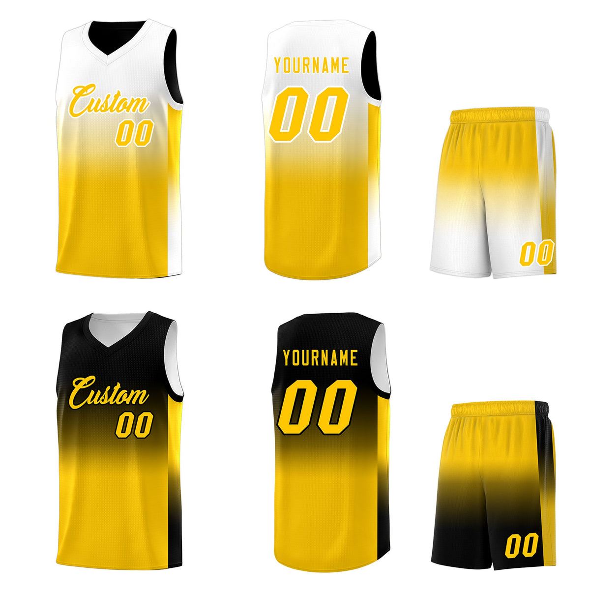 Fans-Made | Custom Black/White Yellow Gradient Fashion Double Side Sports Uniform Basketball Jersey ¨C Available for Reorder|KXKSHOP