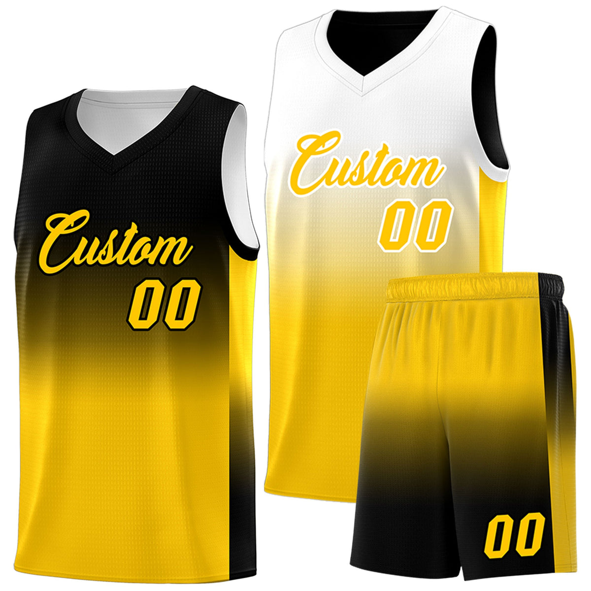 Fans-Made | Custom Black/White Yellow Gradient Fashion Double Side Sports Uniform Basketball Jersey ¨C Available for Reorder|KXKSHOP