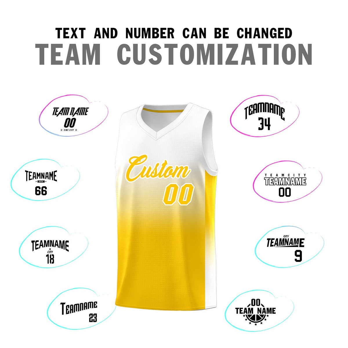 Fans-Made | Custom White Yellow Gradient Fashion Kits Sports Uniform Basketball Jersey ¨C Available for Reorder|KXKSHOP