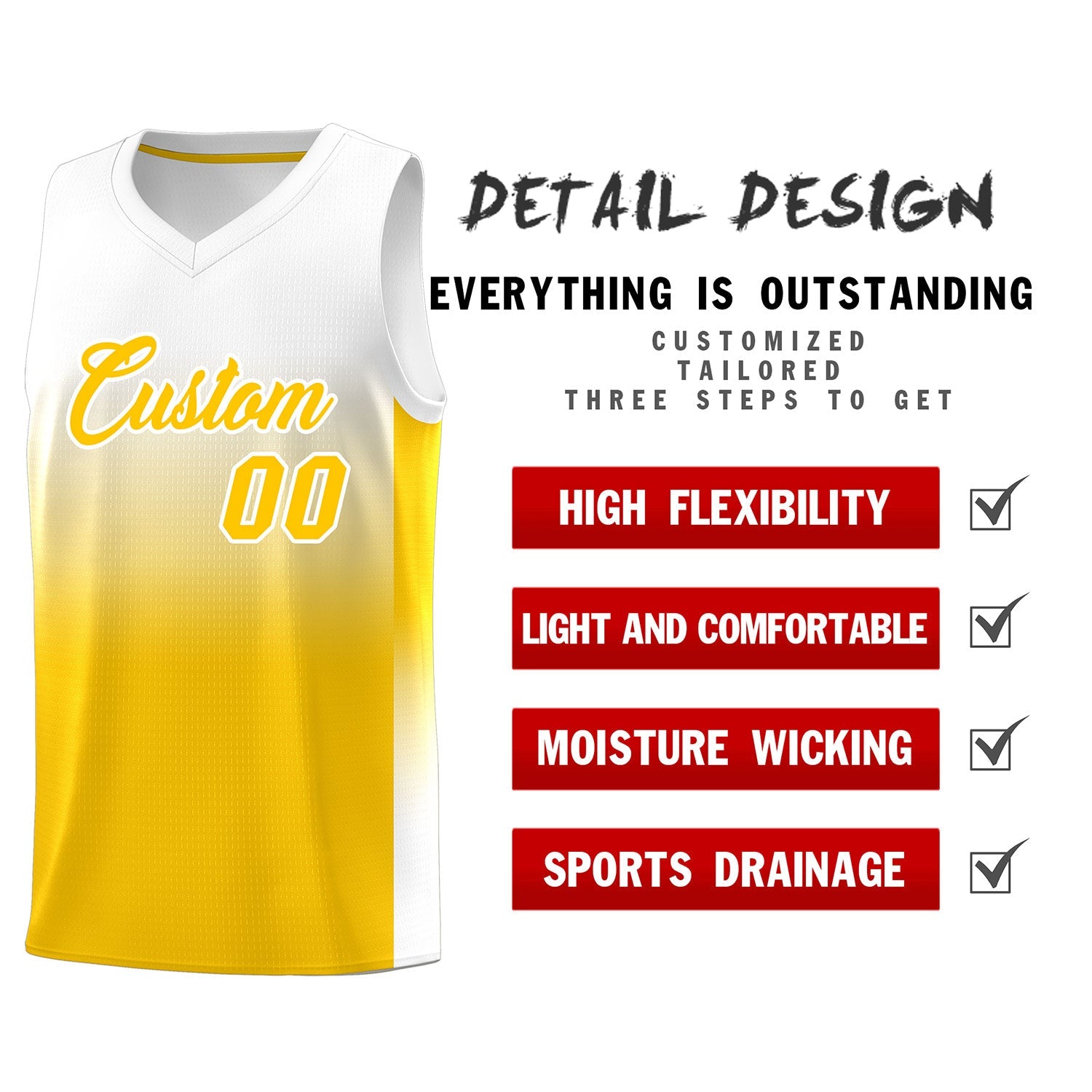 Fans-Made | Custom White Yellow Gradient Fashion Kits Sports Uniform Basketball Jersey ¨C Available for Reorder|KXKSHOP