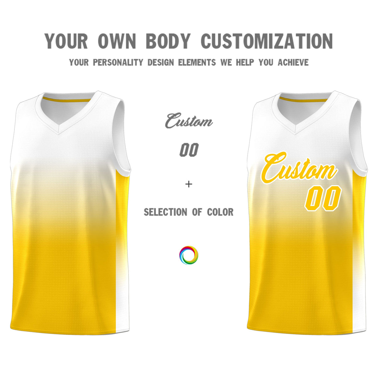 Fans-Made | Custom White Yellow Gradient Fashion Kits Sports Uniform Basketball Jersey ¨C Available for Reorder|KXKSHOP