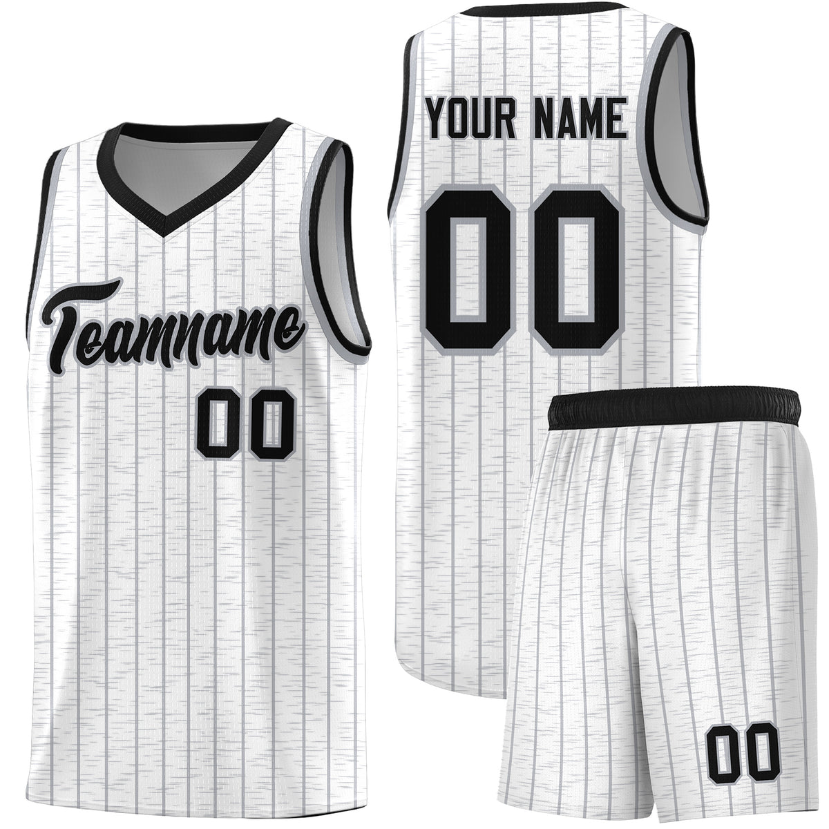 Custom White Custom Gray Pinstripe Retro Sets Uniform Basketball Jersey