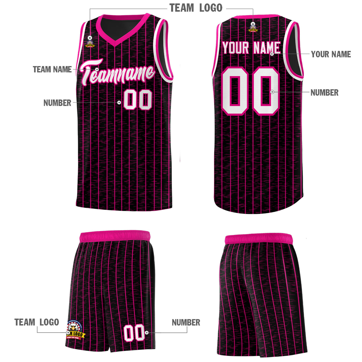 Custom Black Custom Gray Pinstripe Retro Sets Uniform Basketball Jersey