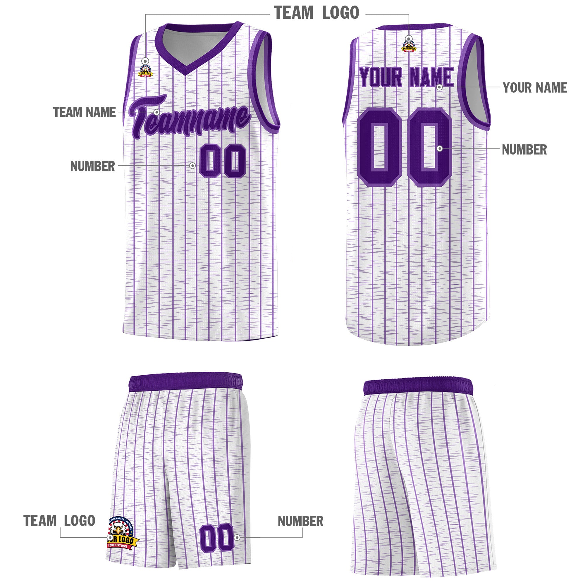 Custom White Custom Gray Pinstripe Retro Sets Uniform Basketball Jersey