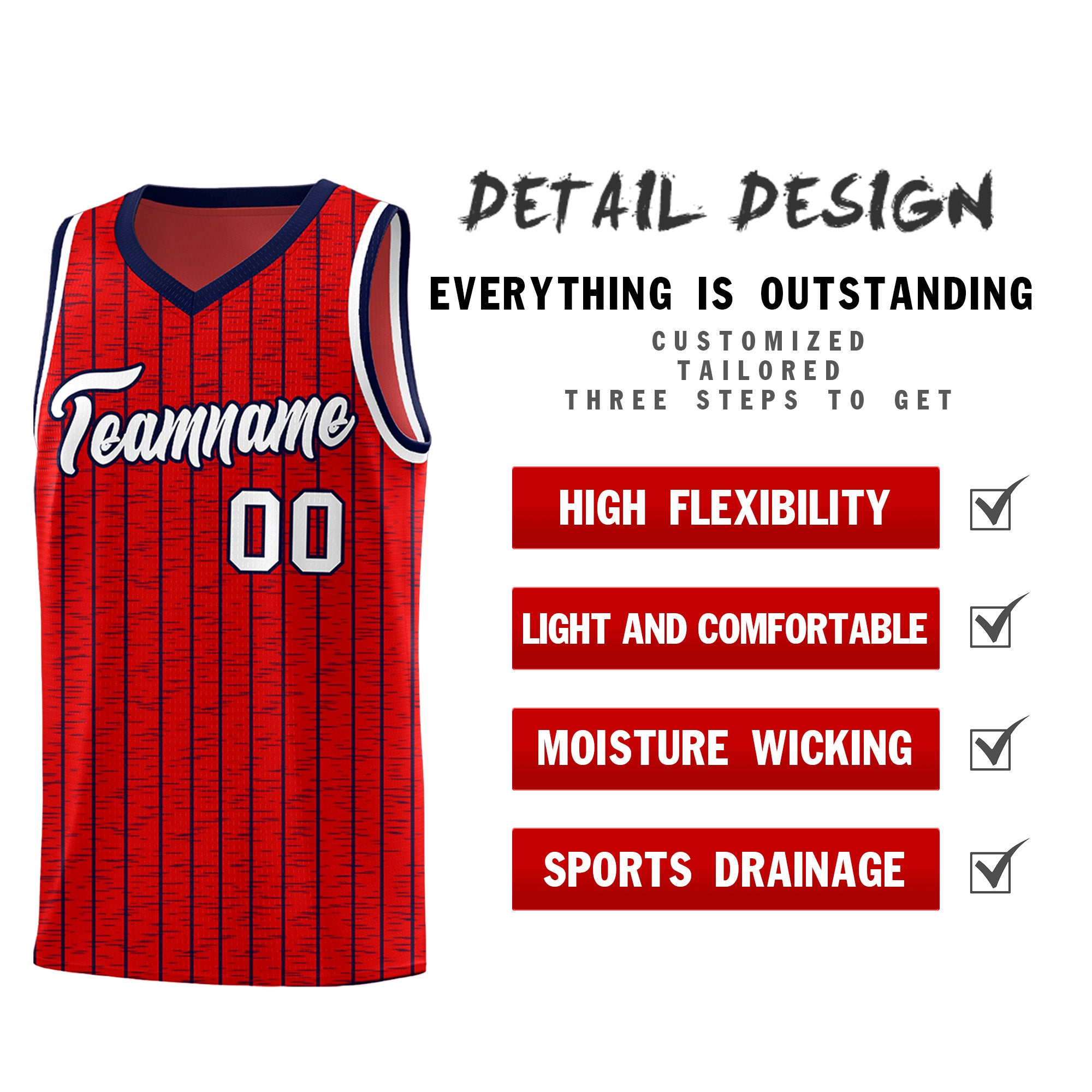 Custom Red Custom Gray Pinstripe Retro Sets Uniform Basketball Jersey