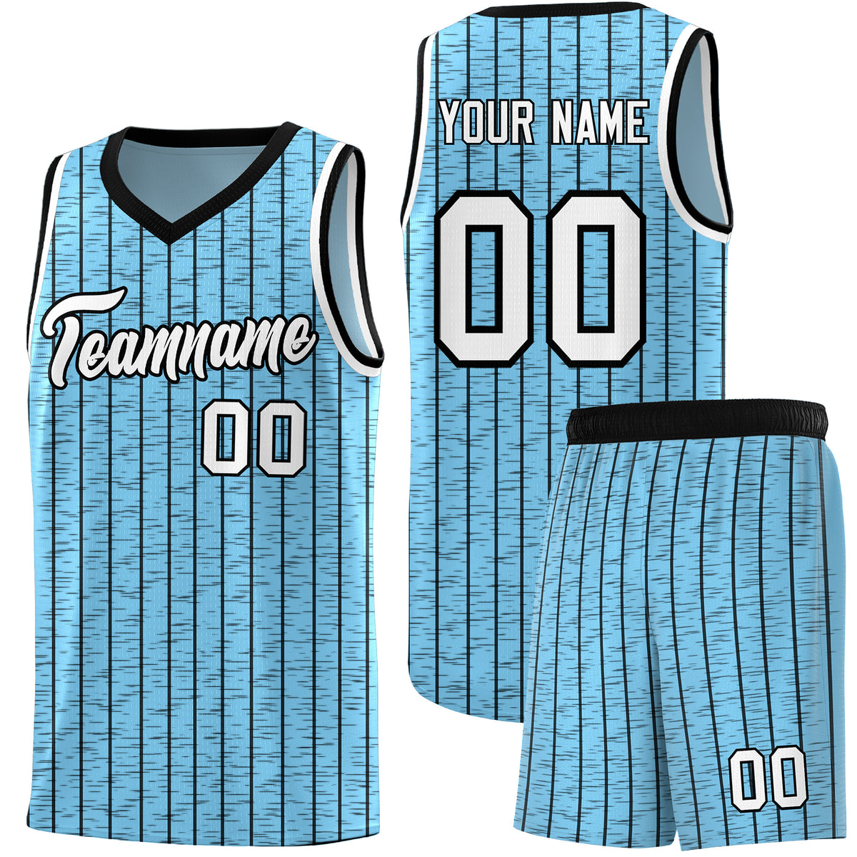 Custom Light Blue Custom Gray Pinstripe Retro Sets Uniform Basketball Jersey
