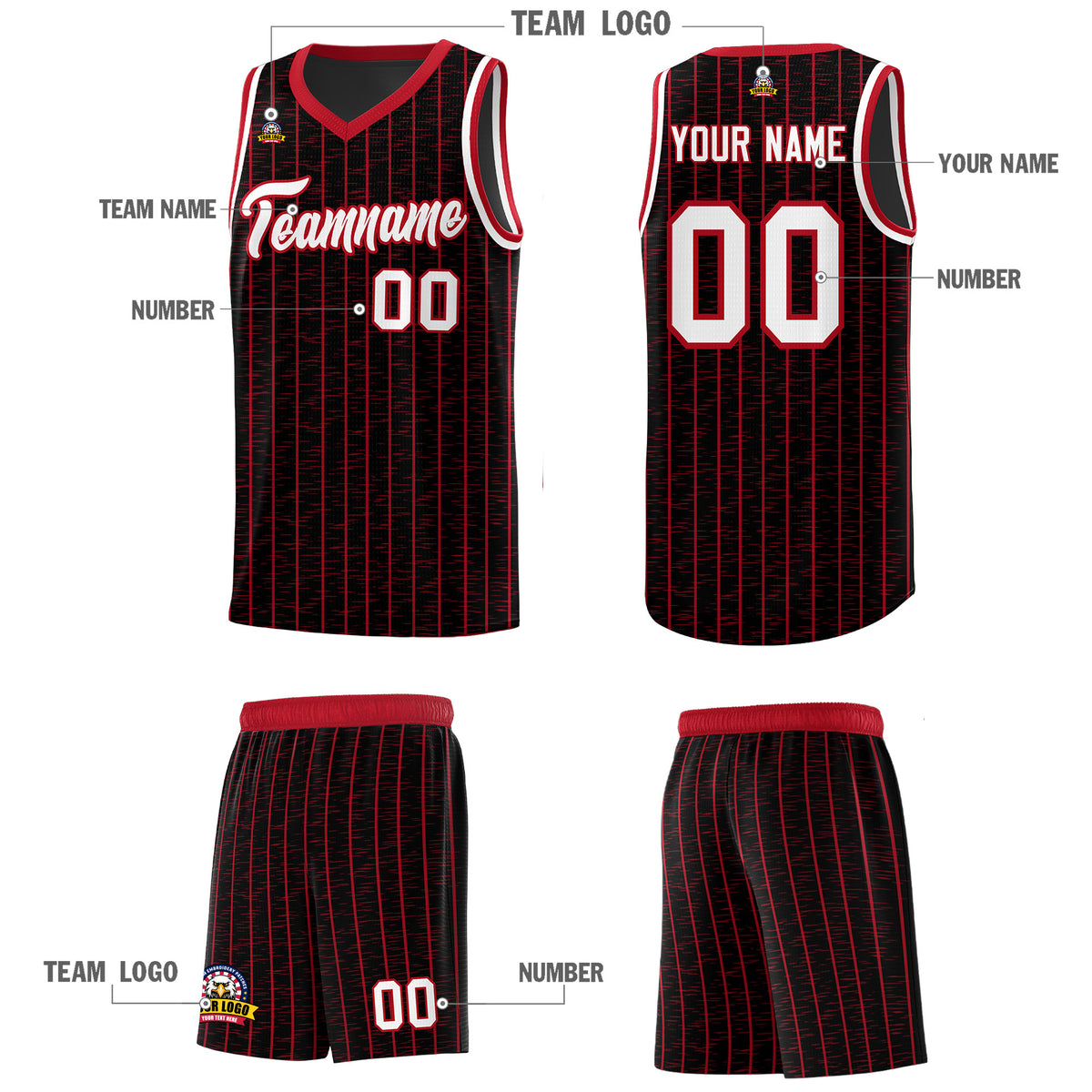 Custom Black Custom Gray Pinstripe Retro Sets Uniform Basketball Jersey