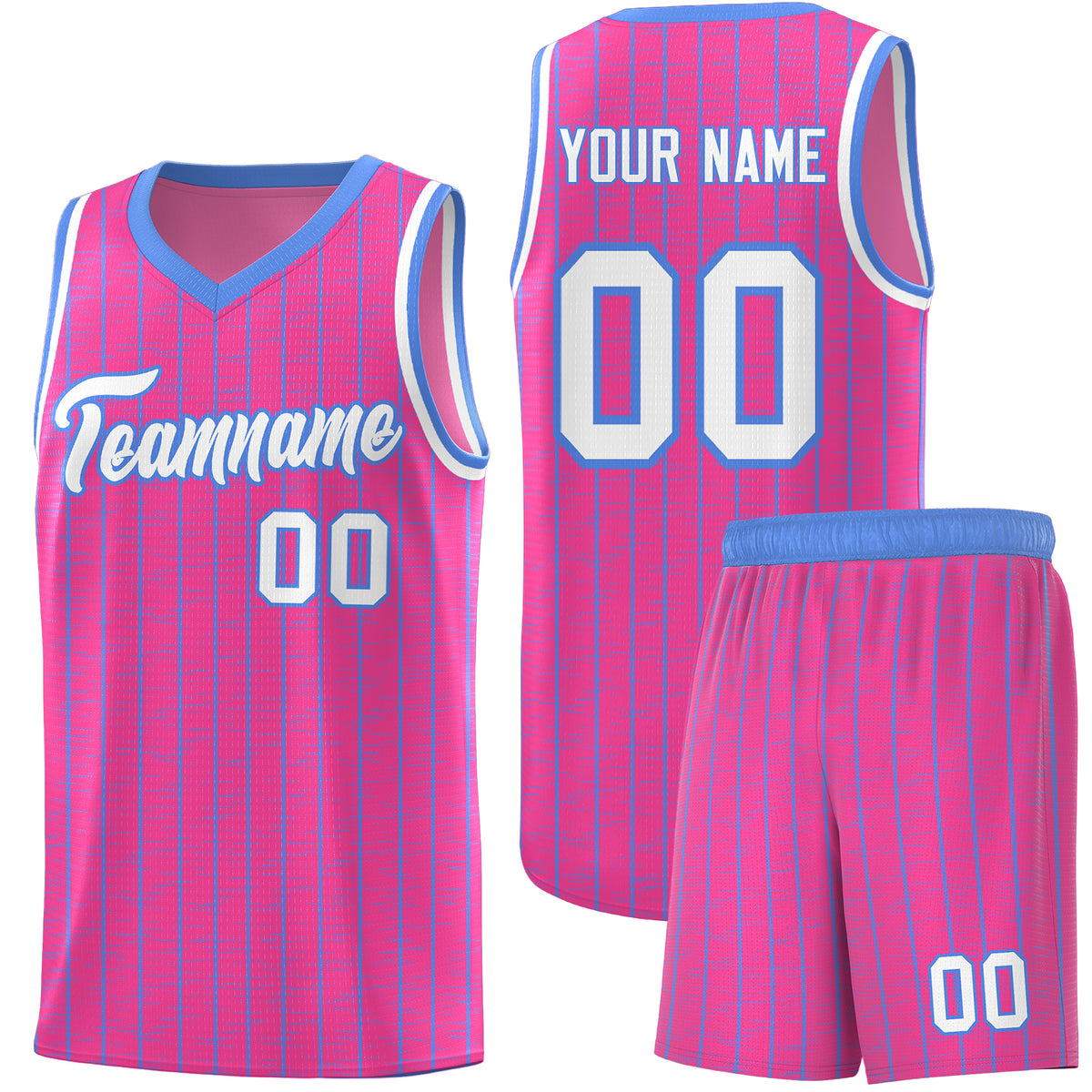 Custom Pink Custom Gray Pinstripe Retro Sets Uniform Basketball Jersey