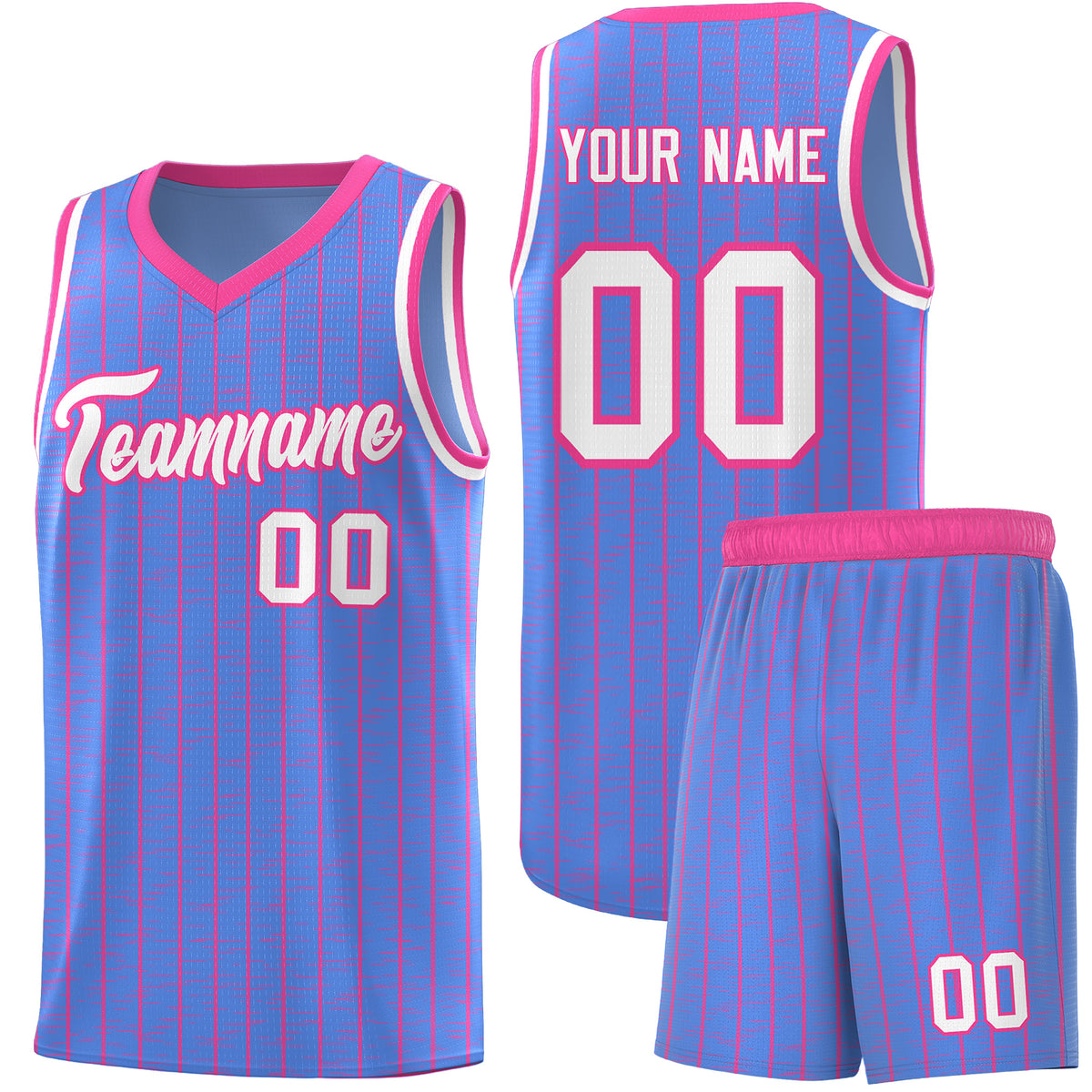 Custom Light Blue Custom Gray Pinstripe Retro Sets Uniform Basketball Jersey