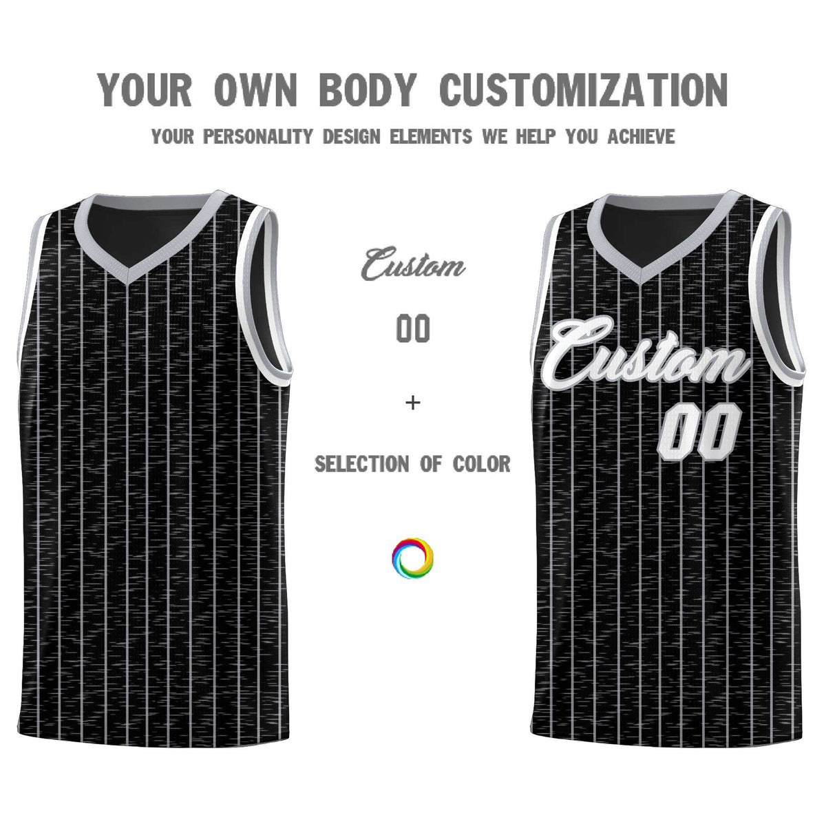Custom Black Custom Gray Pinstripe Retro Sets Uniform Basketball Jersey
