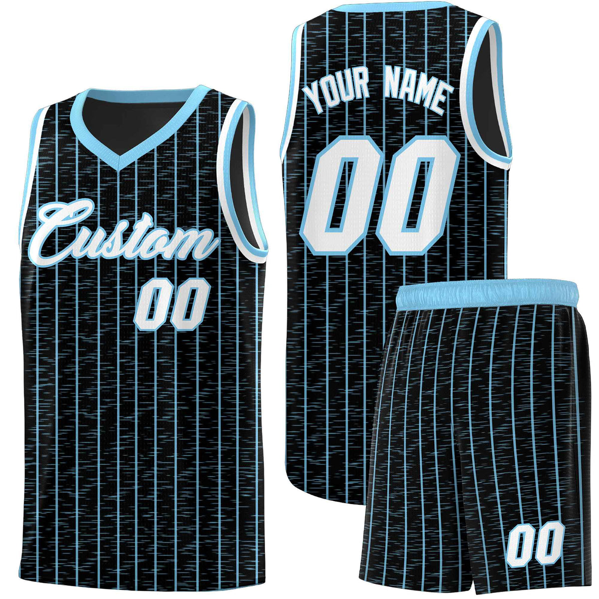 Custom Black Custom Gray Pinstripe Retro Sets Uniform Basketball Jersey