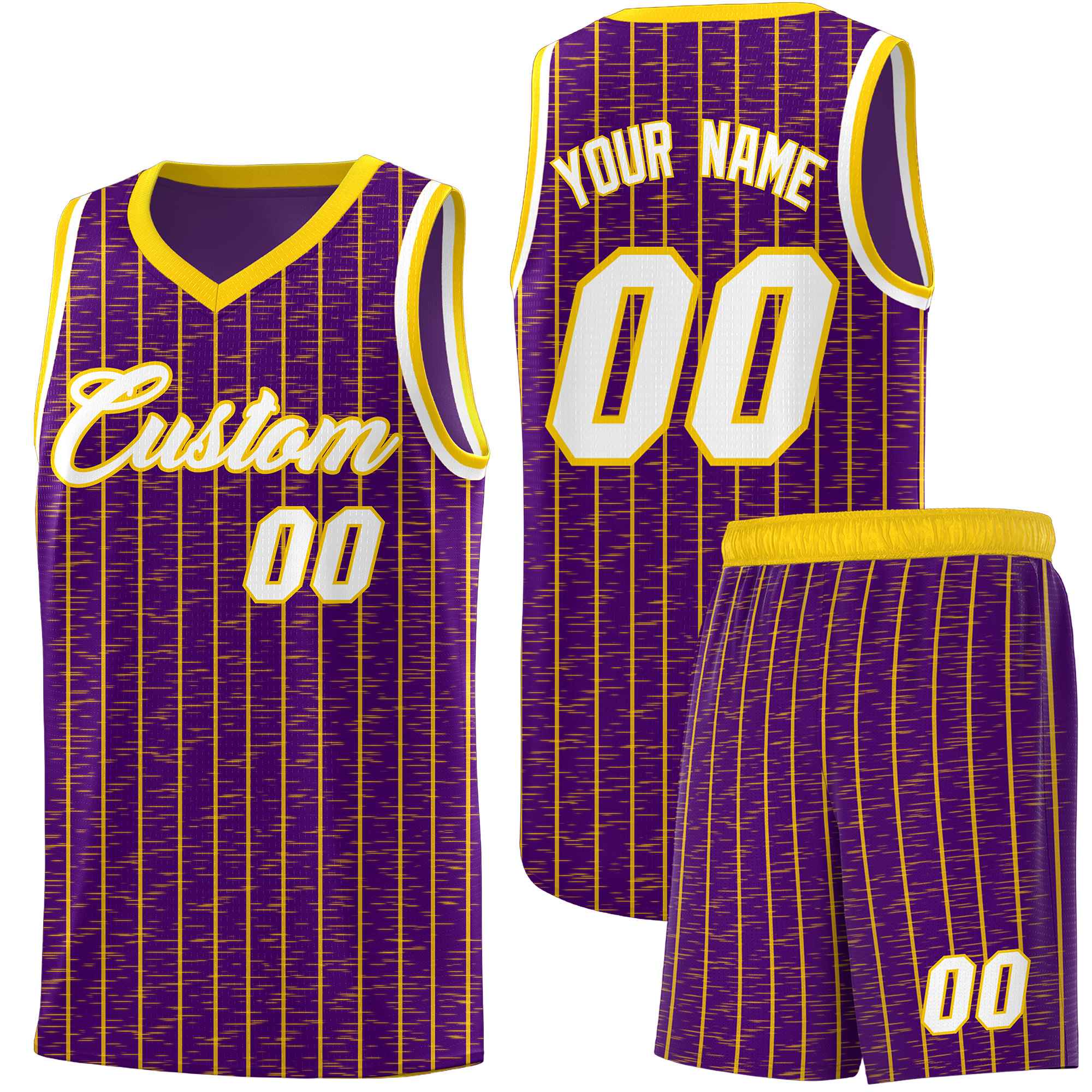 Custom Purple Custom Gray Pinstripe Retro Sets Uniform Basketball Jersey