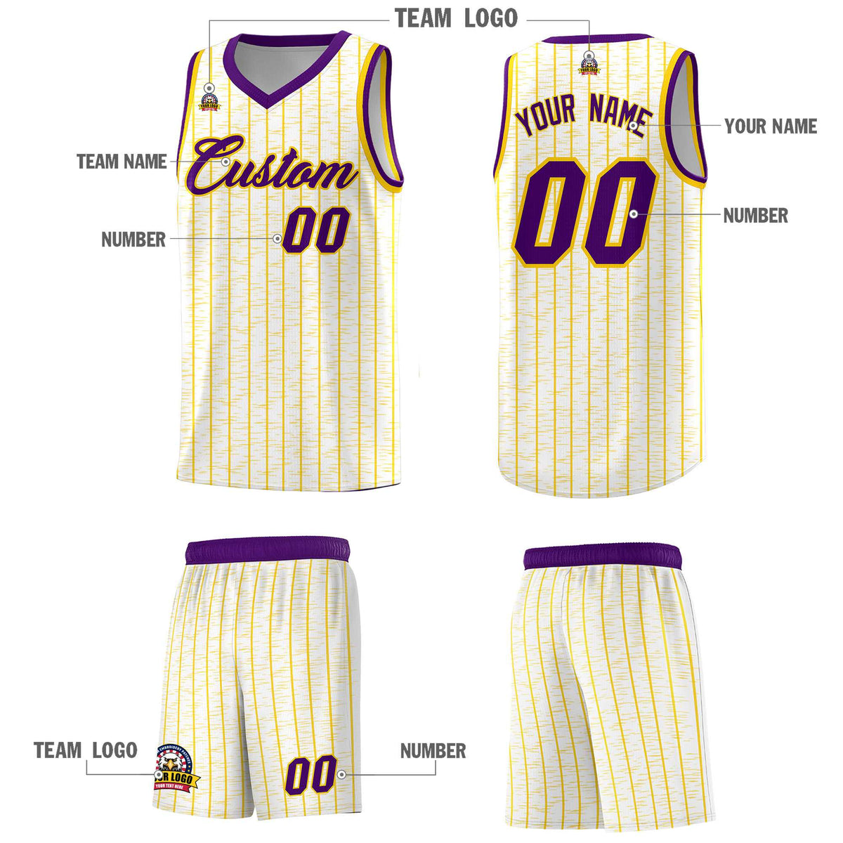 Custom White Custom Gray Pinstripe Retro Sets Uniform Basketball Jersey