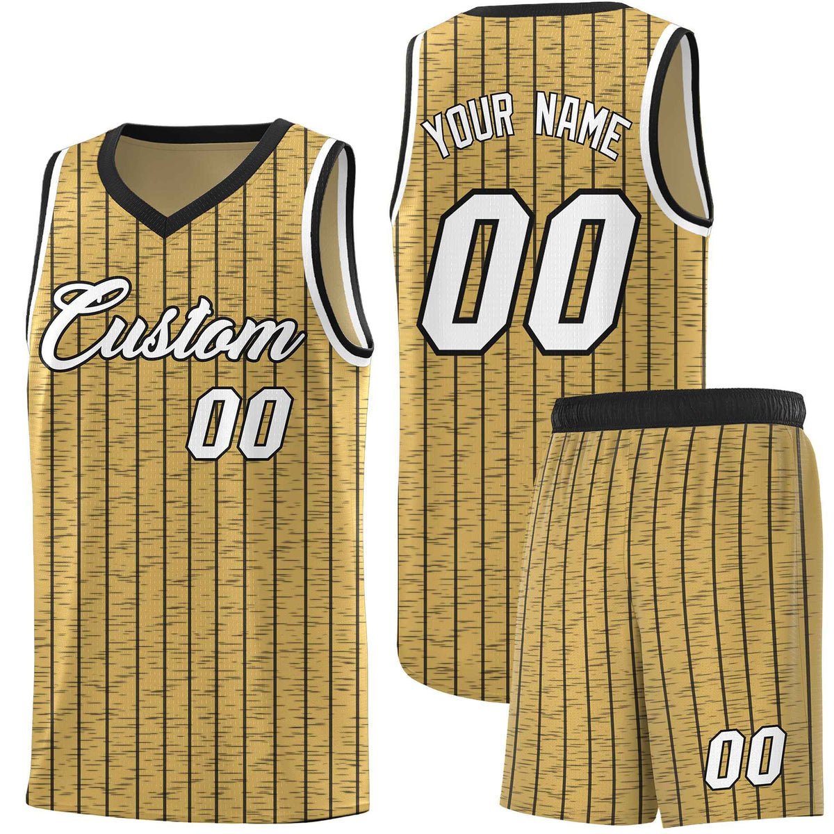 Custom Old Gold Custom Gray Pinstripe Retro Sets Uniform Basketball Jersey