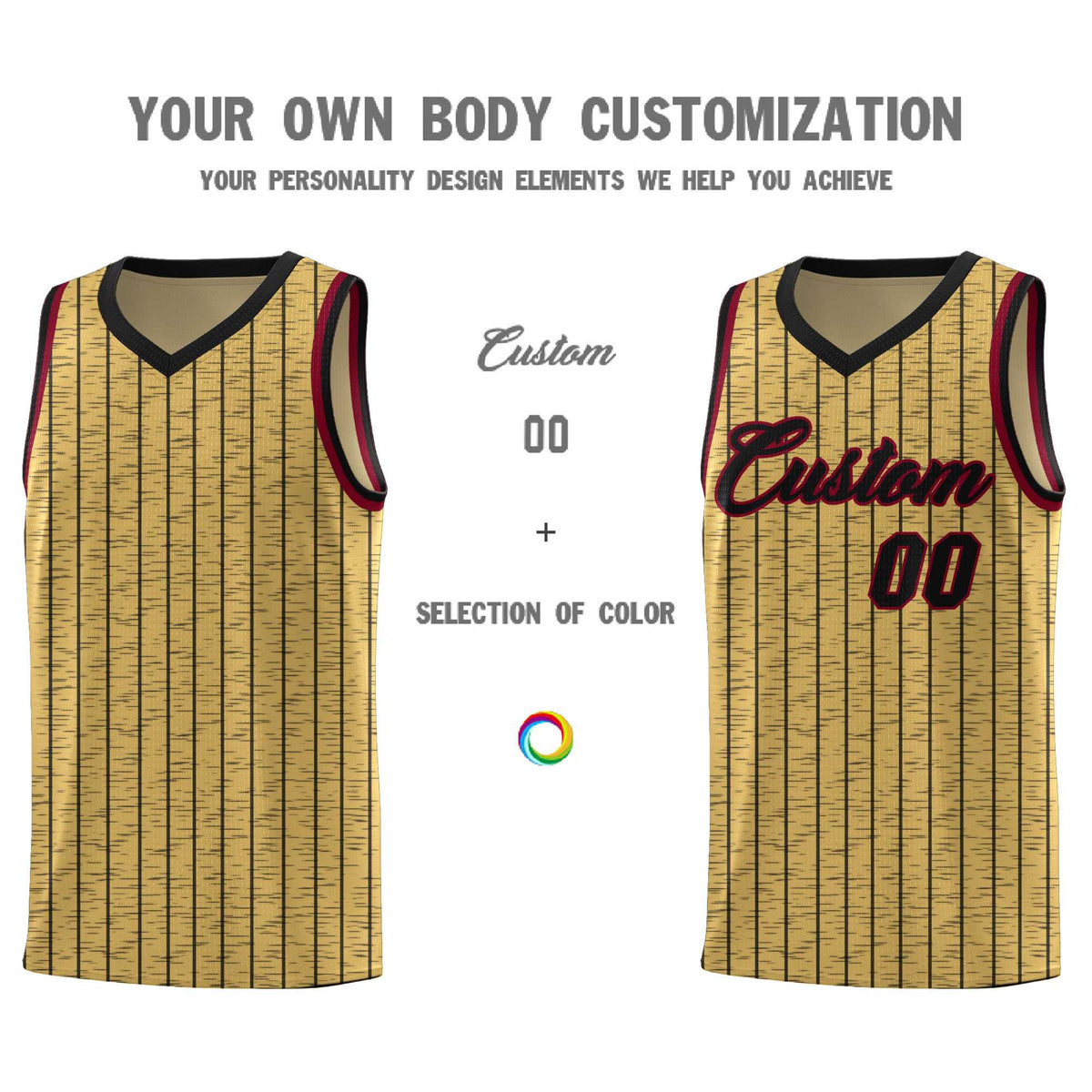 Custom Old Gold Custom Gray Pinstripe Retro Sets Uniform Basketball Jersey