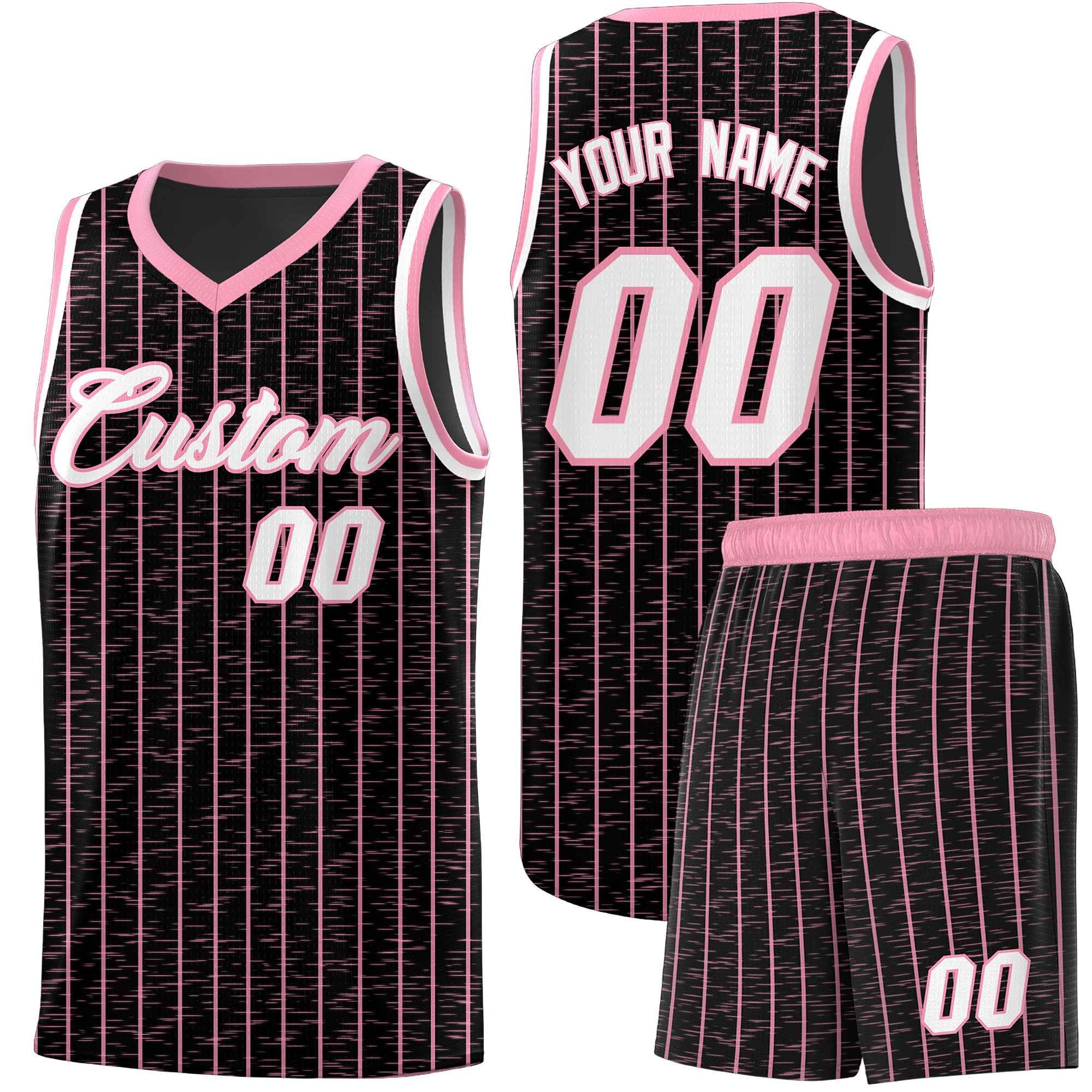 Custom Black Custom Gray Pinstripe Retro Sets Uniform Basketball Jersey