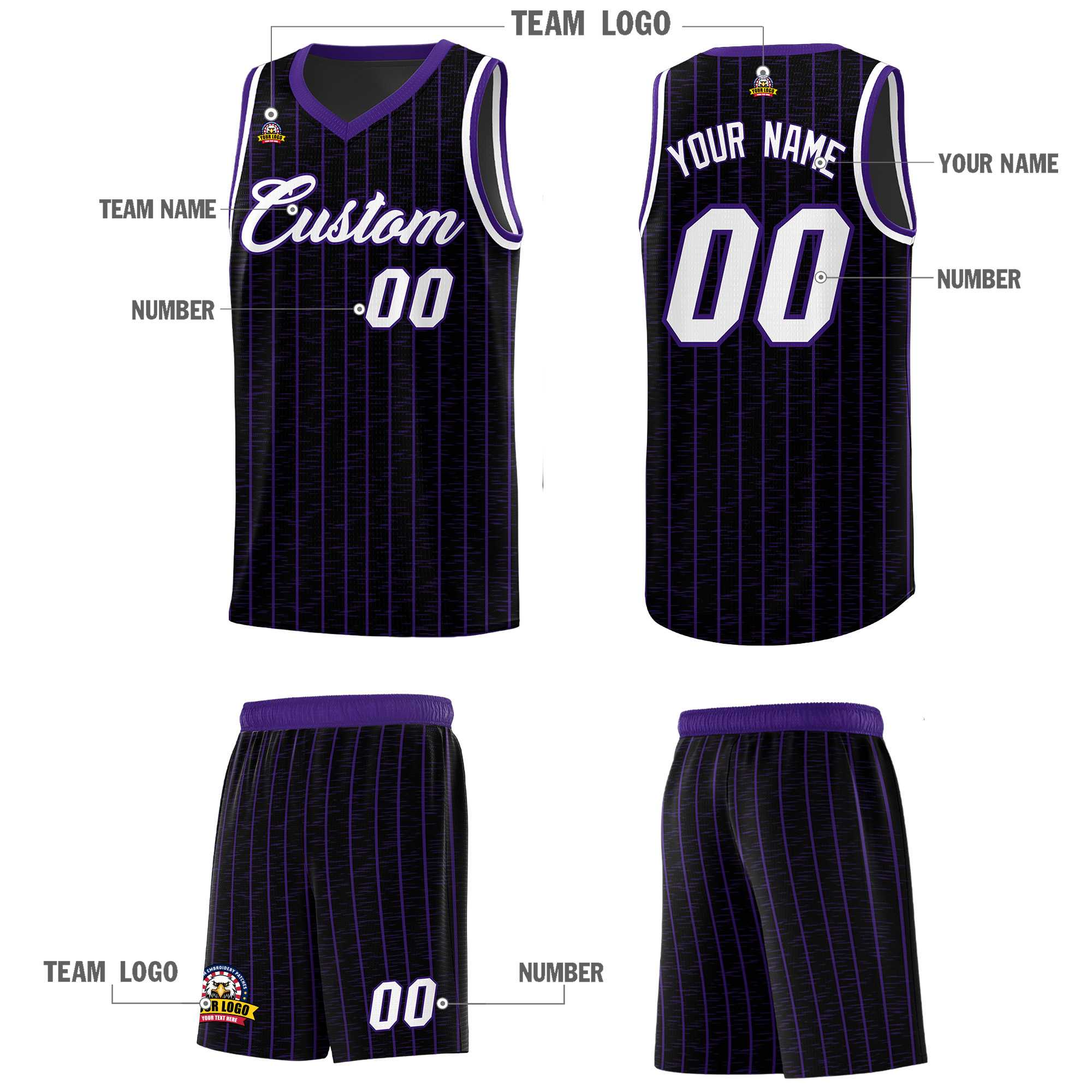 Custom Black Custom Gray Pinstripe Retro Sets Uniform Basketball Jersey