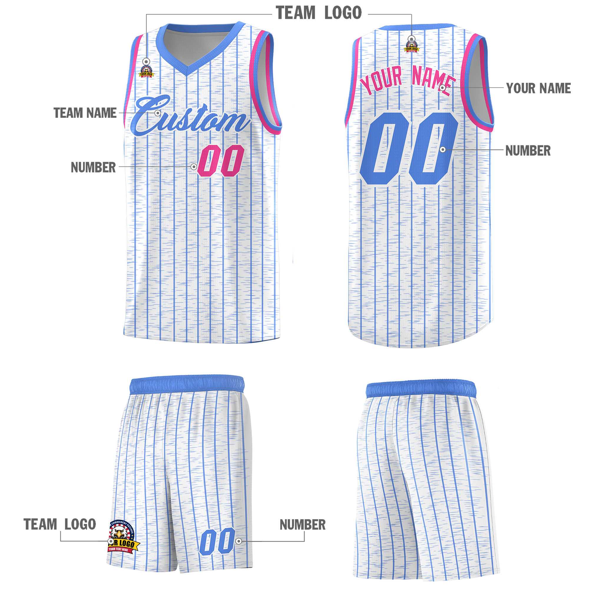 Custom White Custom Gray Pinstripe Retro Sets Uniform Basketball Jersey