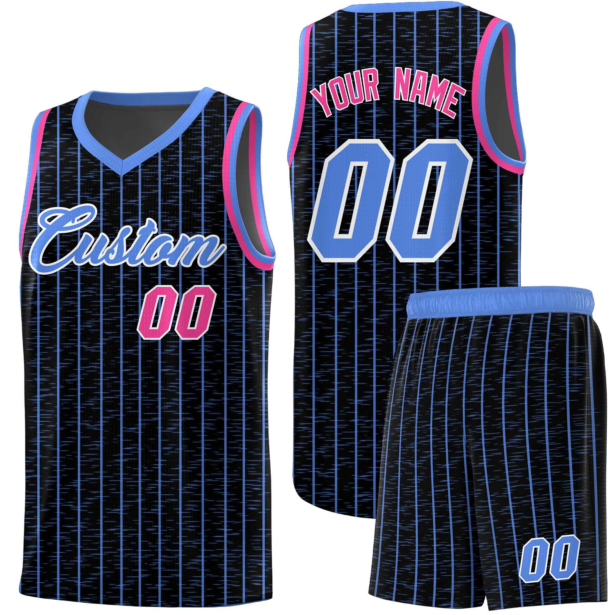 Custom Black Custom Gray Pinstripe Retro Sets Uniform Basketball Jersey