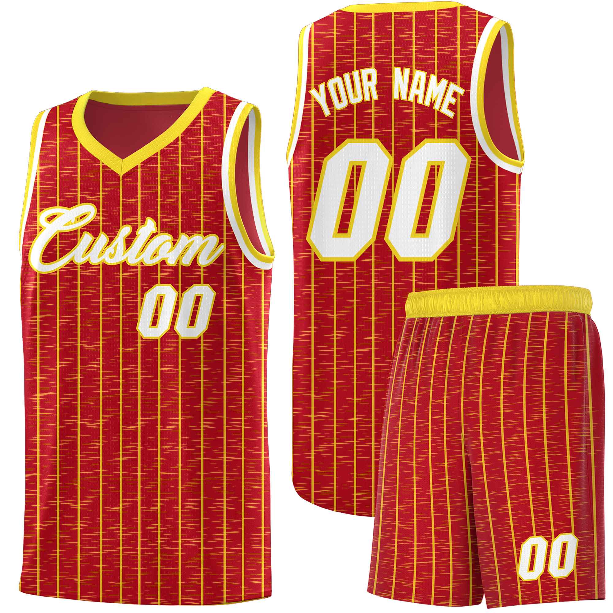 Custom Red Custom Gray Pinstripe Retro Sets Uniform Basketball Jersey