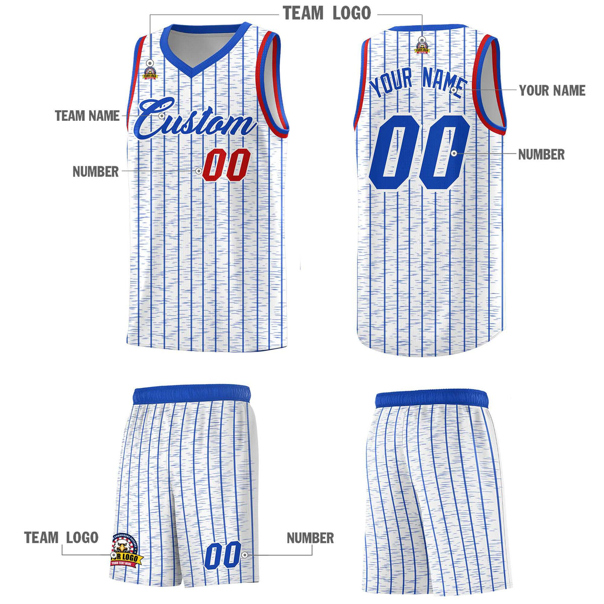Custom White Custom Gray Pinstripe Retro Sets Uniform Basketball Jersey