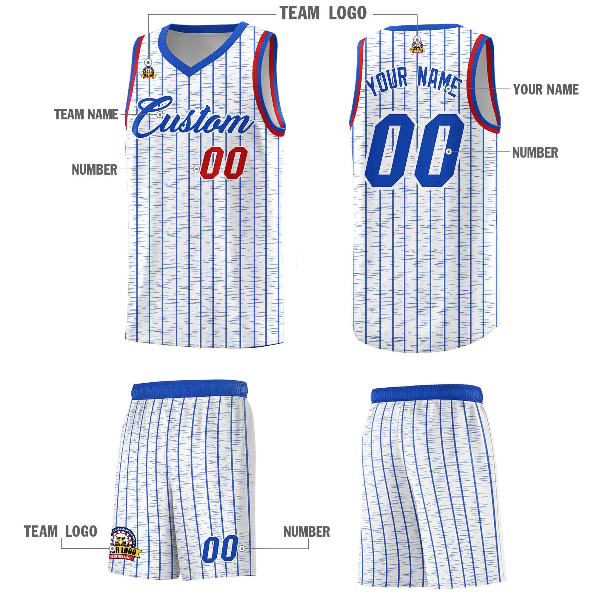 Custom White Custom Gray Pinstripe Retro Sets Uniform Basketball Jersey